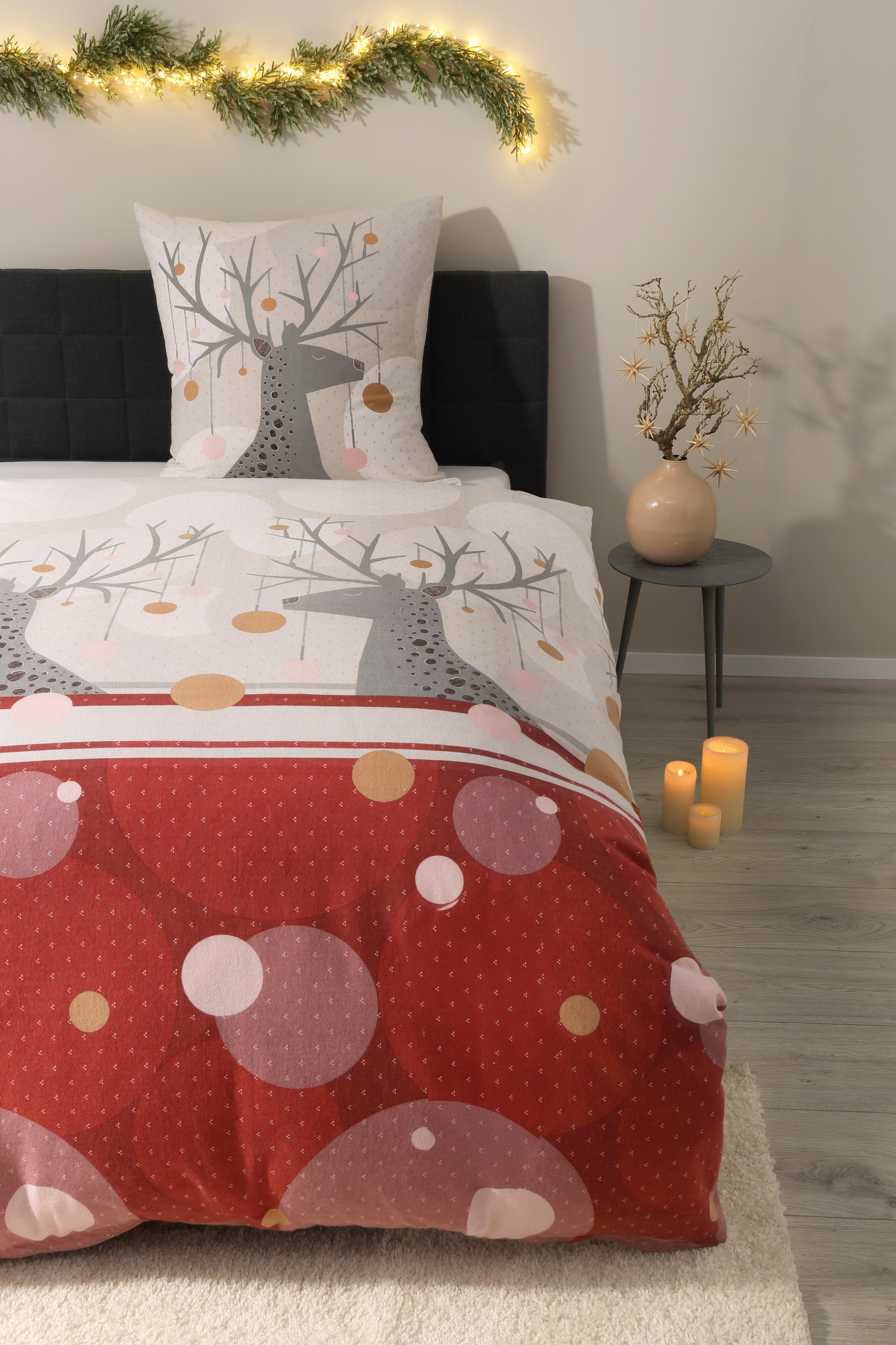 Primera Bettwäsche »Feinbiber-Bettwäsche Rudolph« 2 Stk. tlg. mit niedlichem Rentier-Motiv