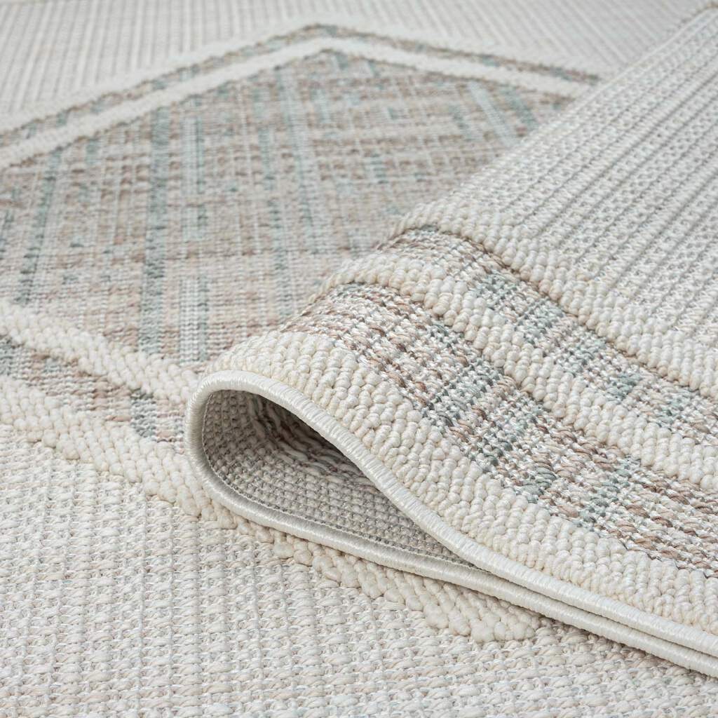 Carpet City Teppich »LINDO 8853«, rechteckig, 11 mm Höhe, Kurzflor, Hochtief-Muster/ 3D-Effekt, Fransen, Boho-Stil, Wohnzimmer