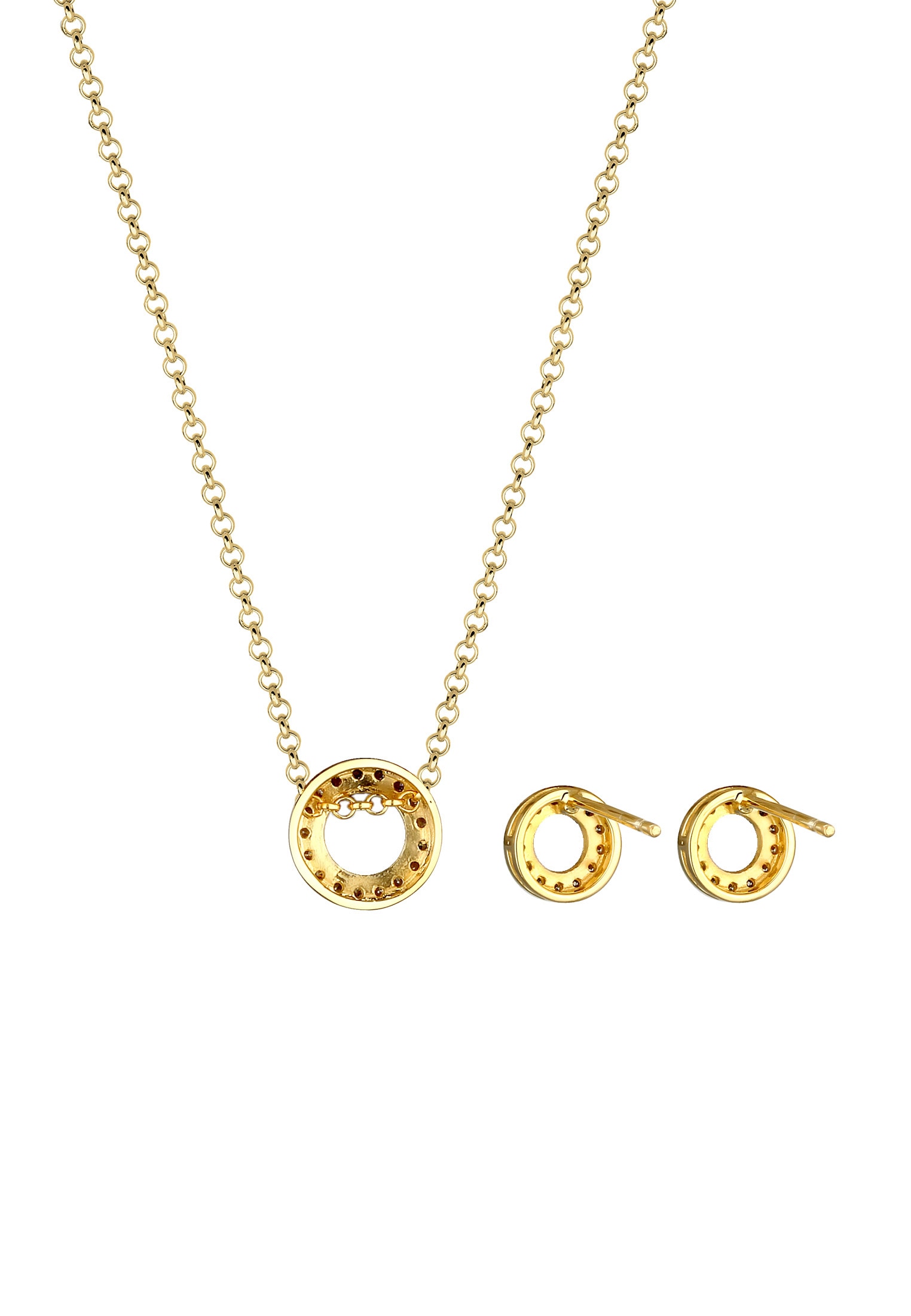 Elli DIAMONDS Ohrring und Ketten Set »Schmuckset Diamanten Brilliant (0.215 ct) 375 Gelbgold«