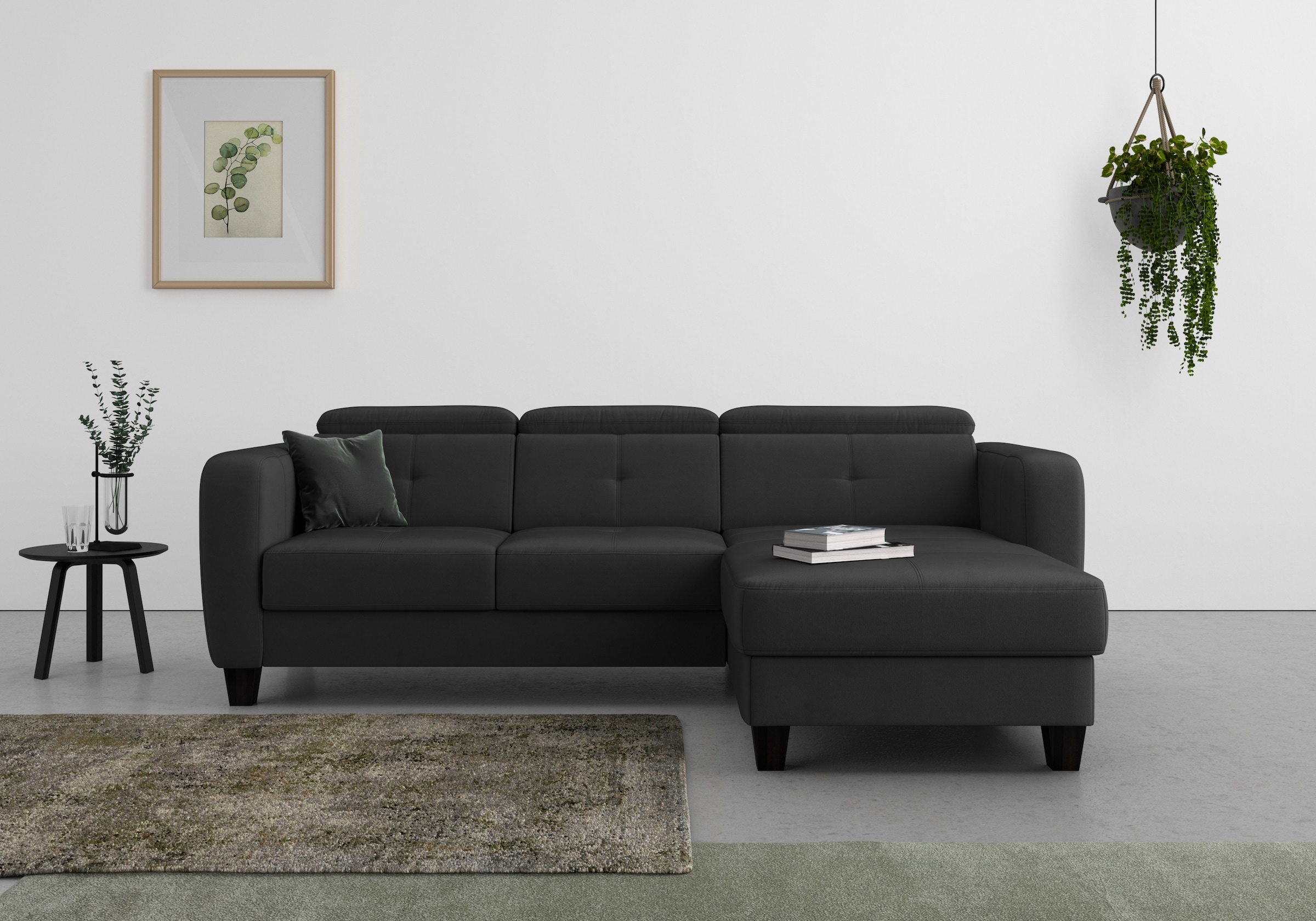 sit&more Ecksofa »Belluci L-Form« inklusive Federkern, wahlweise mit Bettfunktion und Bettkasten