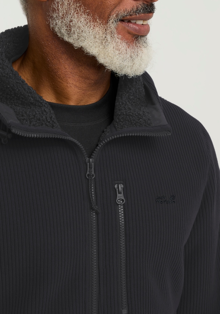 Jack Wolfskin Fleecejacke »LAKE RIDGE HOODED JKT M« mit Kapuze windabweisend, mit hochschließendem Kragen