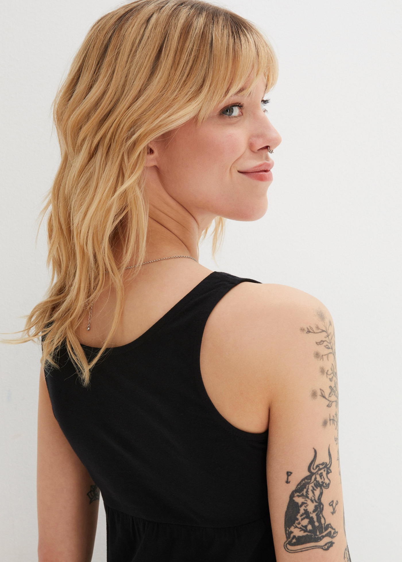 bonprix Jerseykleid »Baumwoll Jerseykleid, kurz« für entspannte Sommertage, aus Baumwolle, lockere A-Linie, knielang