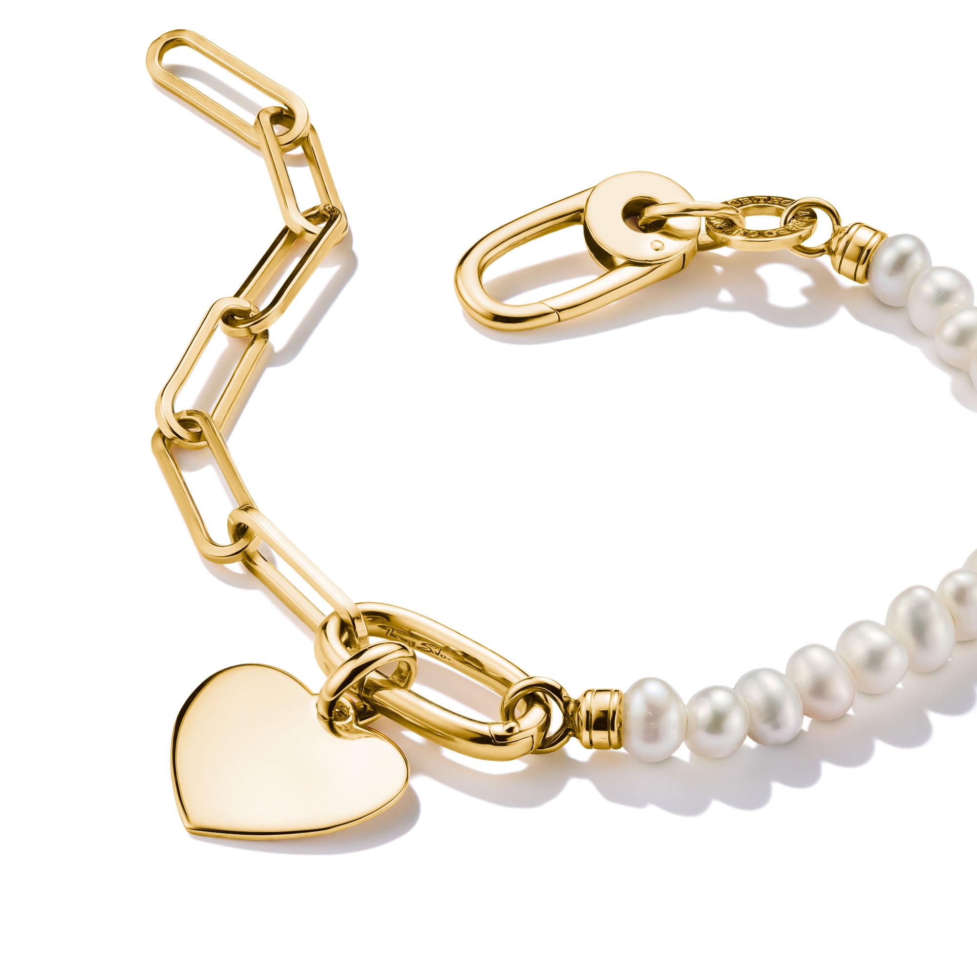 THOMAS SABO Charm-Armband »Charm Club Connect: Perlen und Paperclip mit einem Connect Link« mit Süßwasserzuchtperle