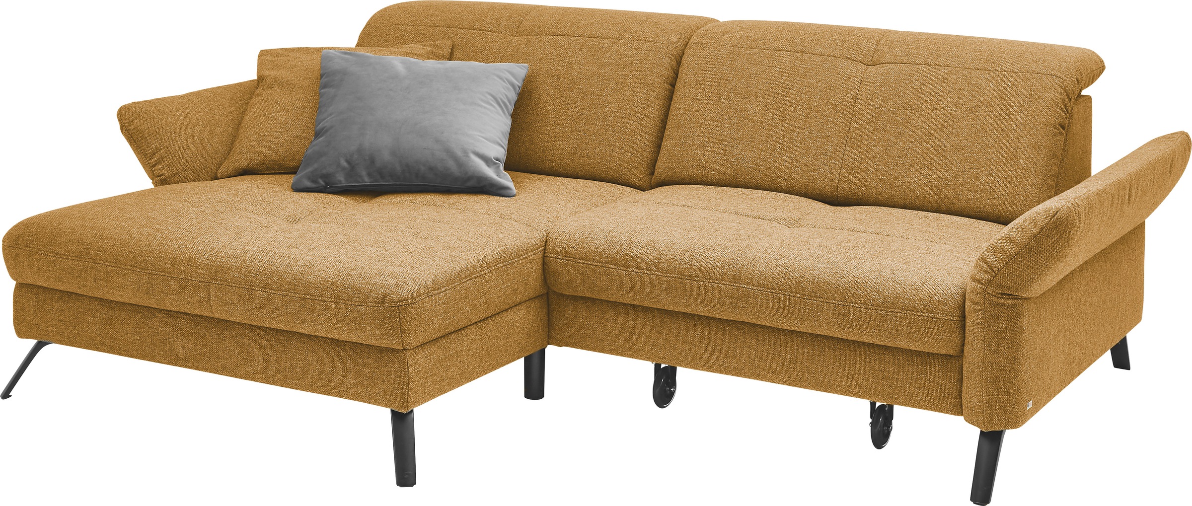 set one by Musterring Ecksofa »SO 4400 V« wahlweise mit motorischer Bettfunktion & Kopfverstellung, Fuß schwarz