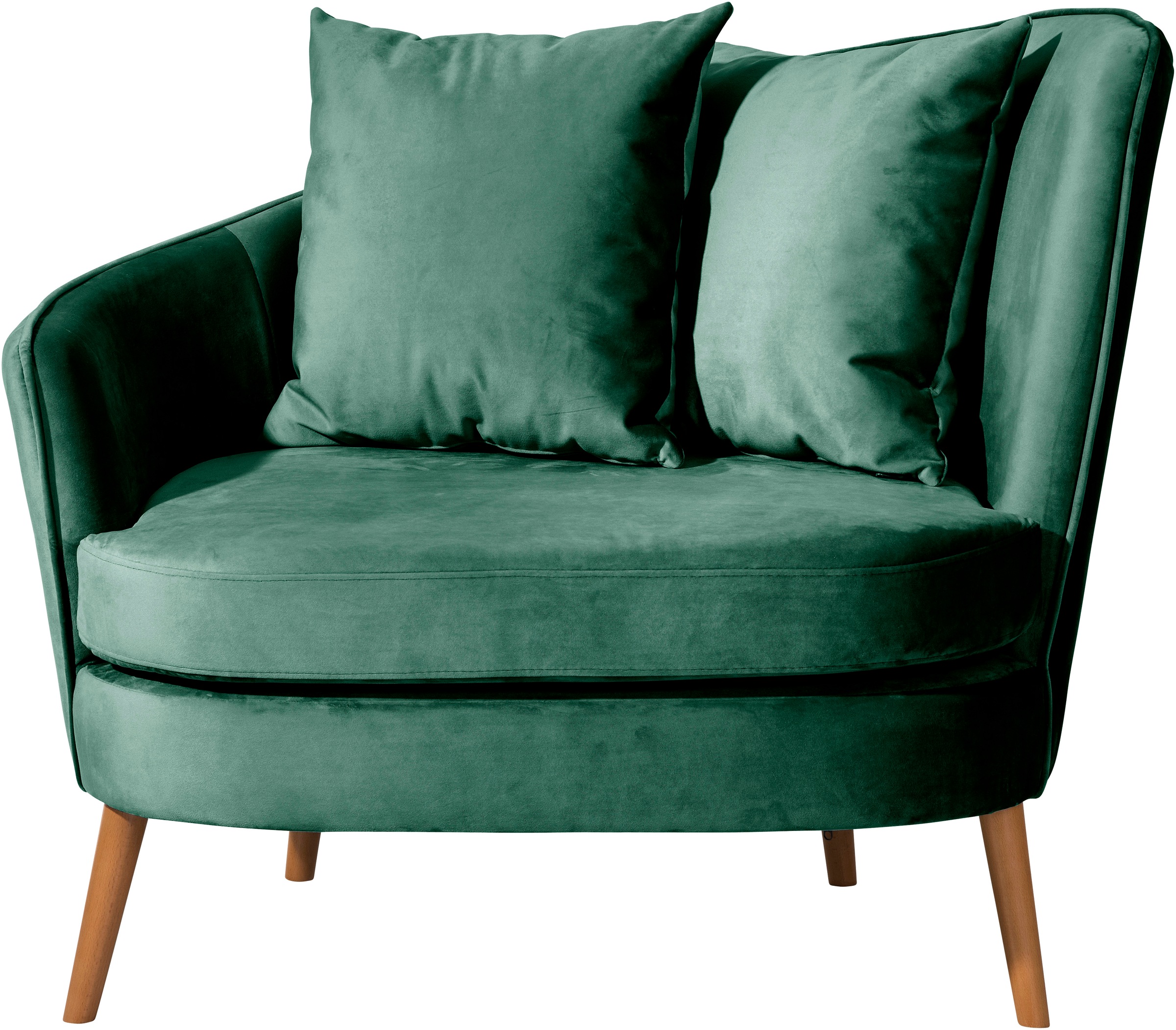 Max Winzer® Loungesessel »Mirandas, handgefertigter Sessel, Polstersessel, Sofamuschel«, hochwertige Verarbeitung, aus weichem Samtvelours, inkl. Zierkissen