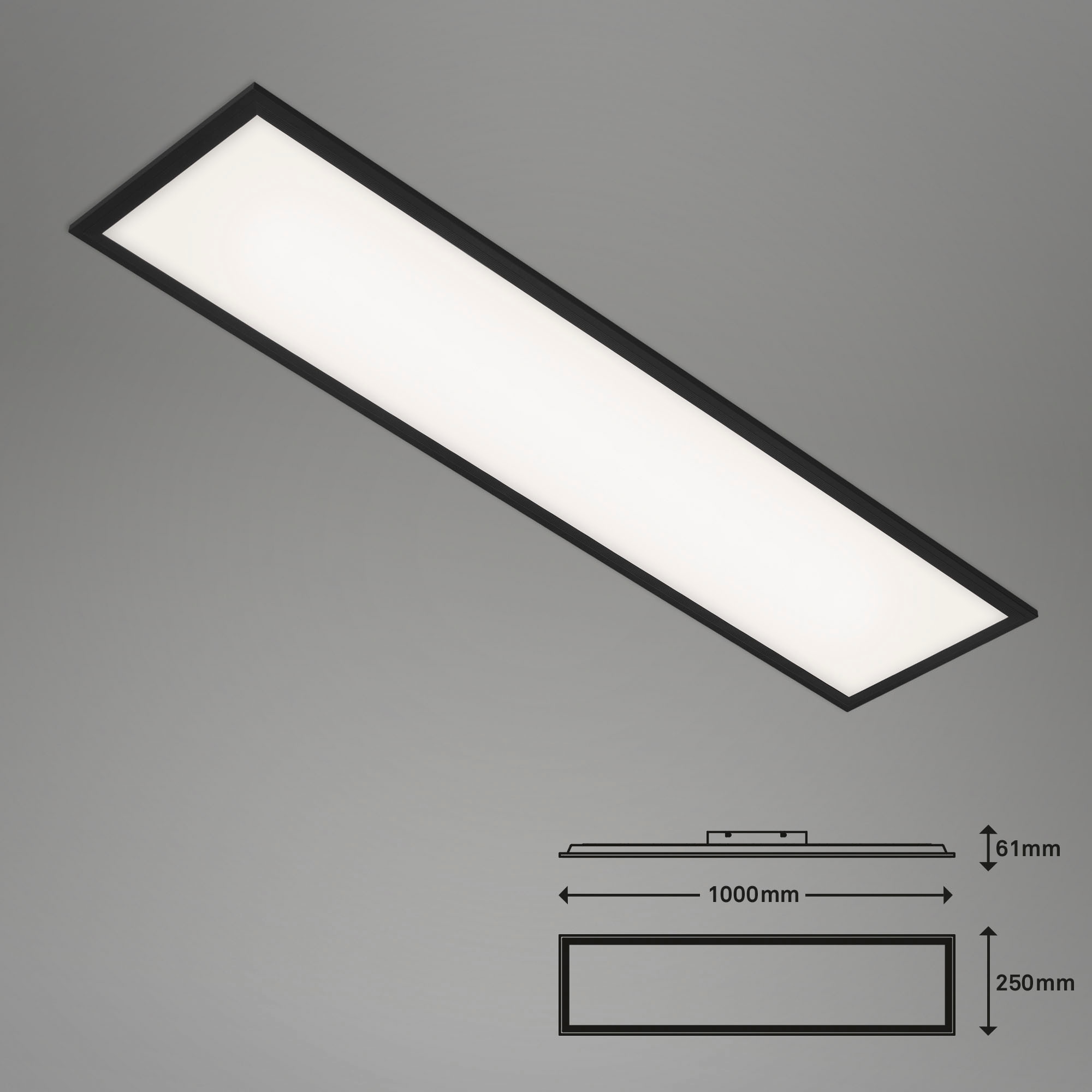 Briloner Leuchten LED Panel »7167015 Piatto«, Deckenlampe, 100x25x6cm, Schwarz, 24W, Wohnzimmer, Schlafzimmer, Flur