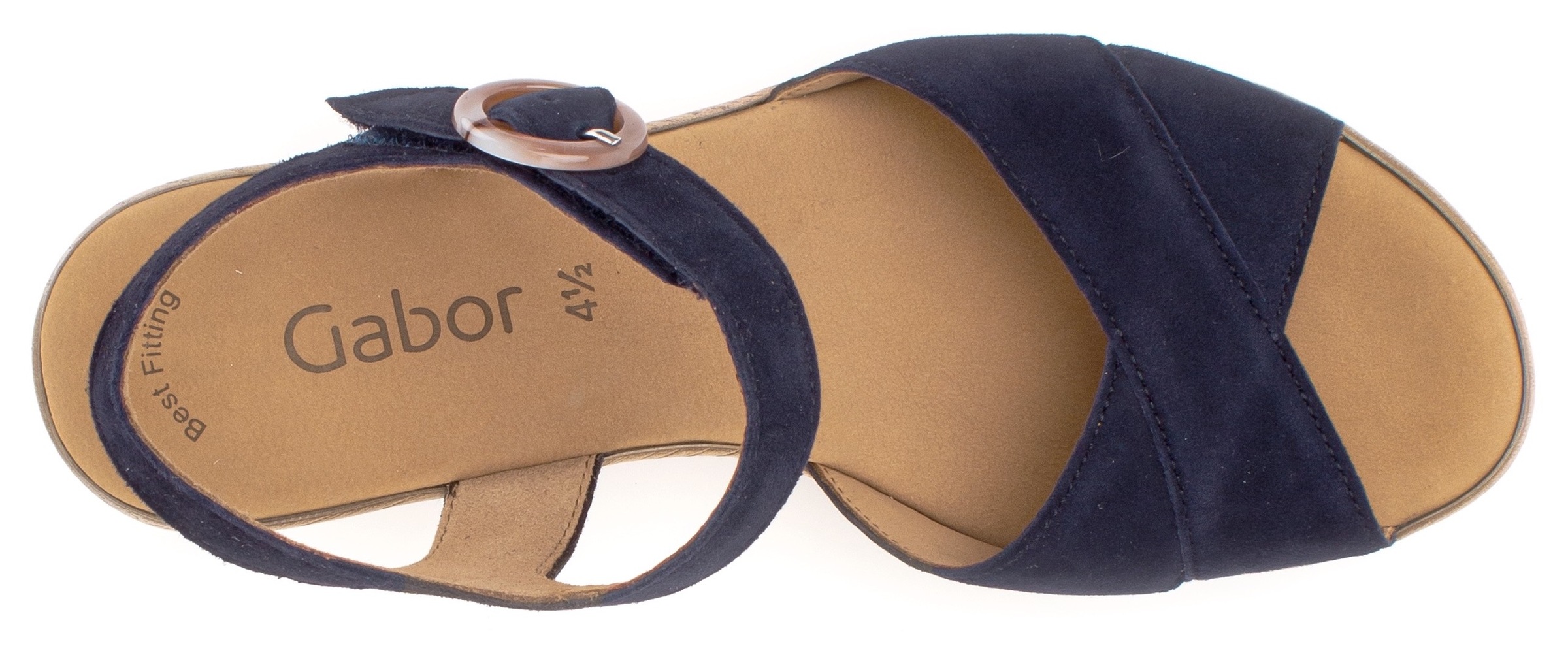 Gabor Keilsandalette, Sommerschuh, Sandale, Riemchensandalette mit Keilabsatz in Holzoptik