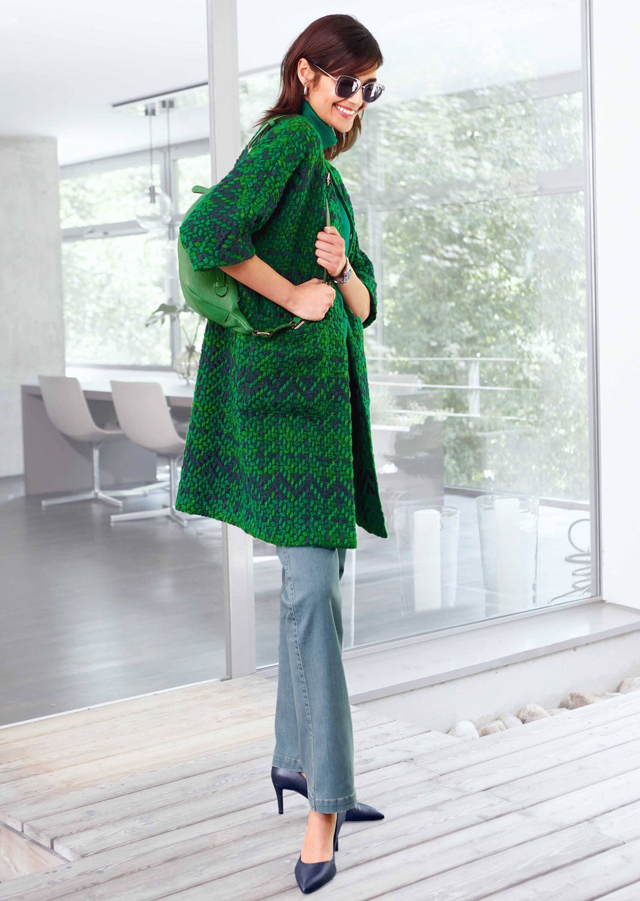 MADELEINE Outdoorjacke »Jacke Longjacke aus grob strukturiertem Multicolor-Jacquard«