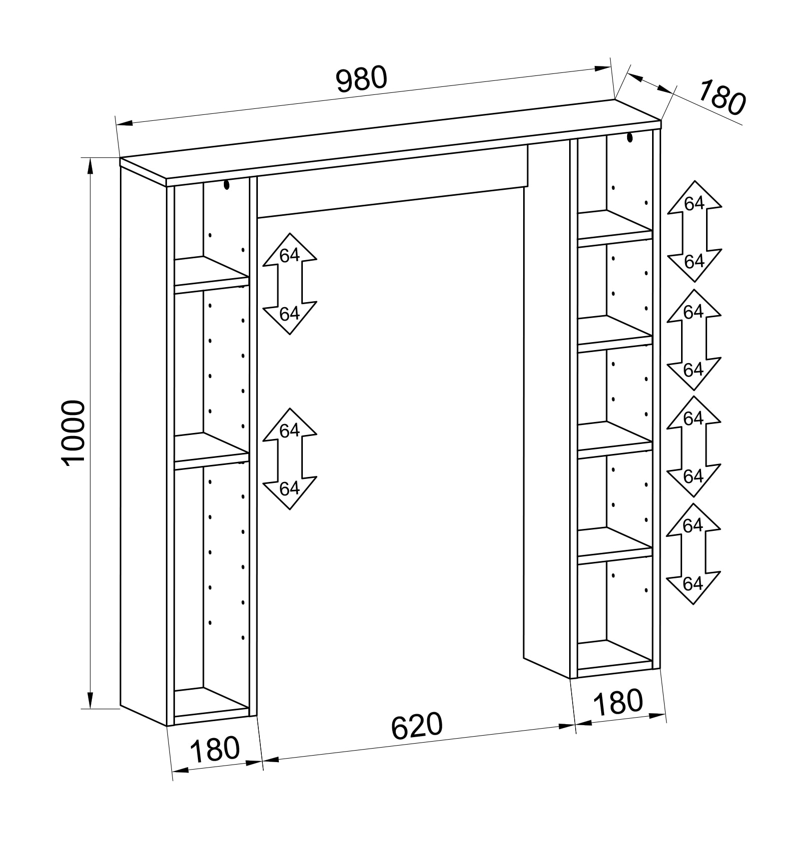 VCM Waschmaschinenumbauschrank »VCM Holz Wandregal | Standregal | Überbau WC | Maße: H. 100 x B. 98 x T. 18 cm | 8 Fächer - Tinoli M«, (1 St.)