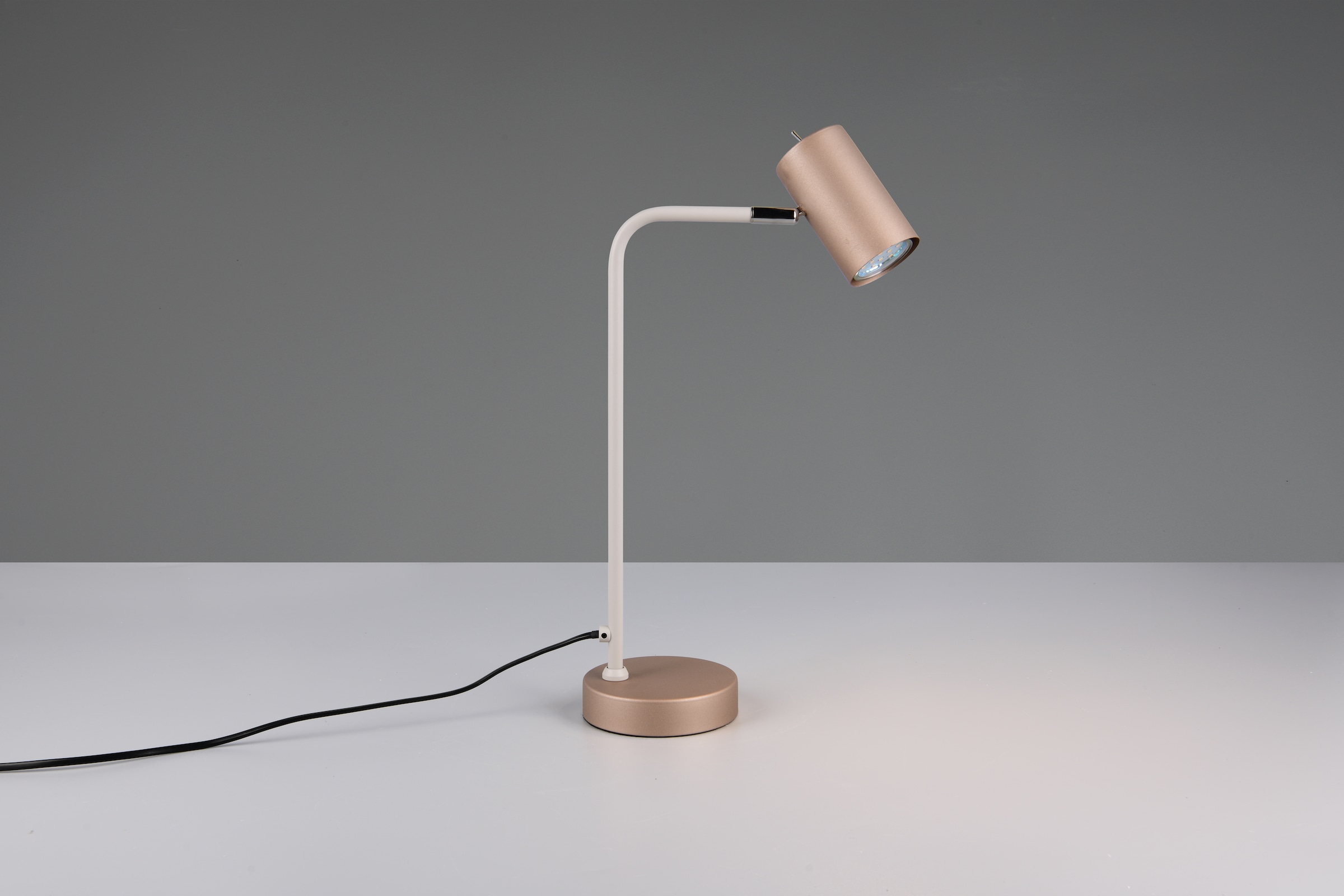 TRIO Leuchten Schreibtischlampe »MARLEY, exkl. 1x GU10 max 5W, Tischleuchte Höhe 45cm« GU10 1 Stk. warmweiß - kaltweiß mit Kippschalter, Leuchtenkopf schwenkbar, 150cm Anschlusskabel