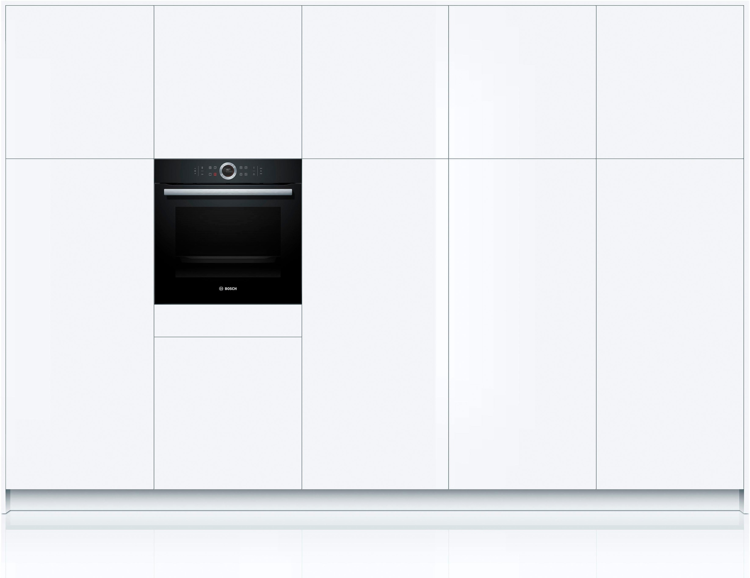 BOSCH Einbaubackofen Serie 8 »HBG635BB1«, mit Teleskopauszug nachrüstbar, ecoClean Direct, mit Pizzastufe