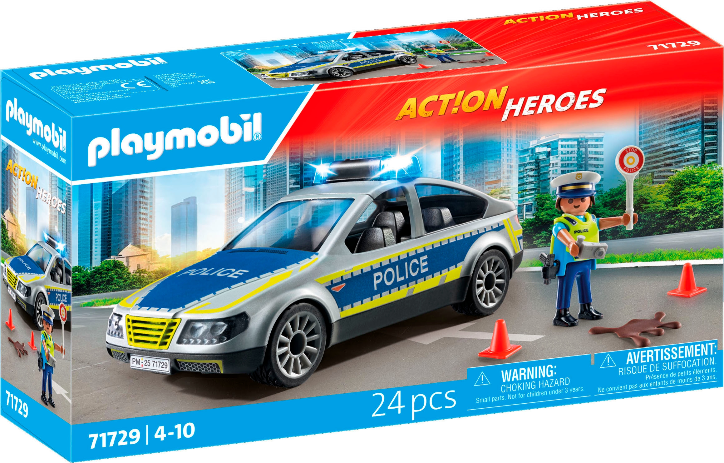 Playmobil® Konstruktions-Spielset »Polizei Streifenwagen (71729), Playmobil Action Heroes«, (24 St.)