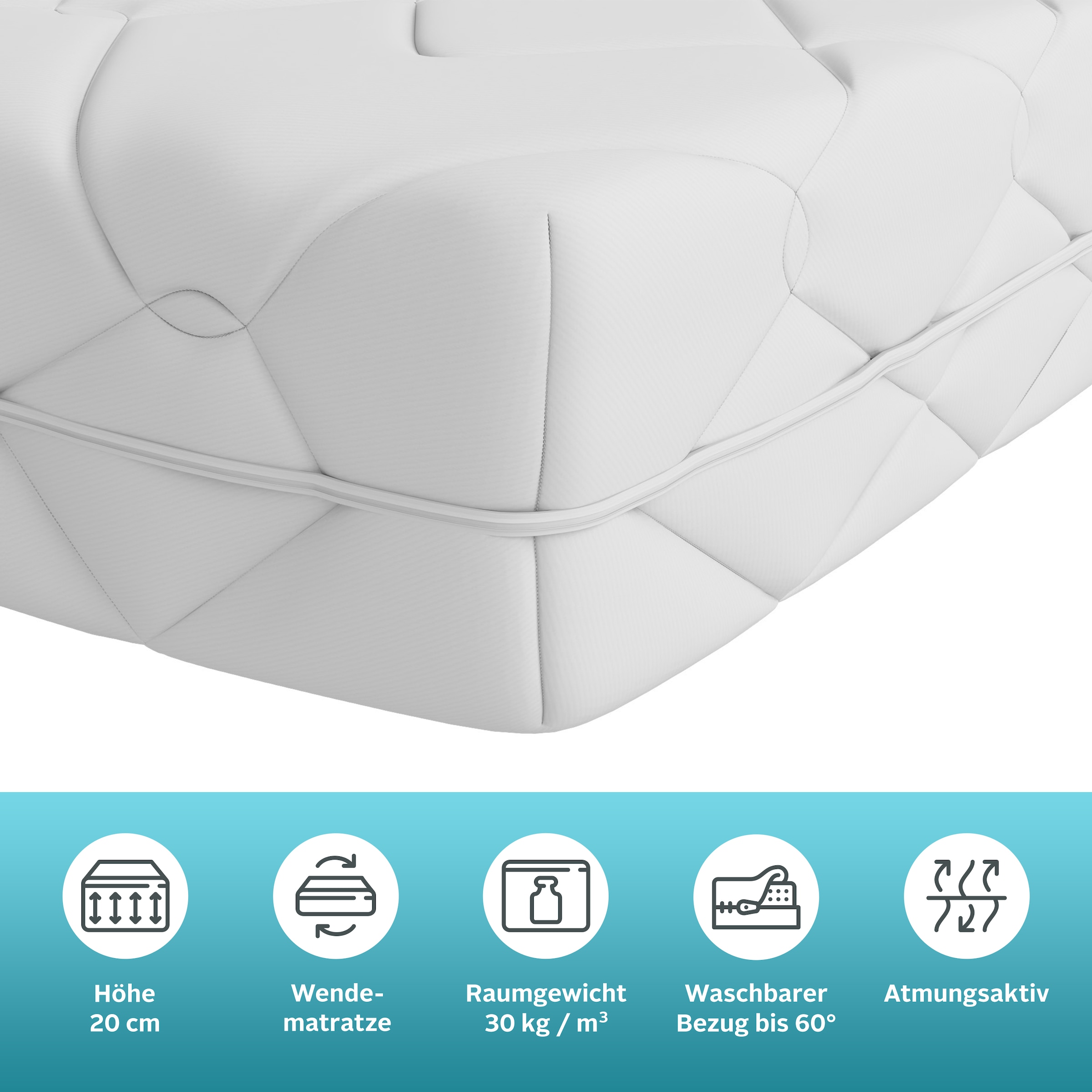 OTTO home Komfortschaummatratze »Luxus 20, 7 Zonen Matratze 90x200 cm, 140x200 cm & weitere Größen« 20 cm hoch Raumgewicht: 30 kg/m³ 1-tlg., 1 Stk. tlg. Wendematratzen H2 / H3 / H4, ergonomisch, atmungsaktiv