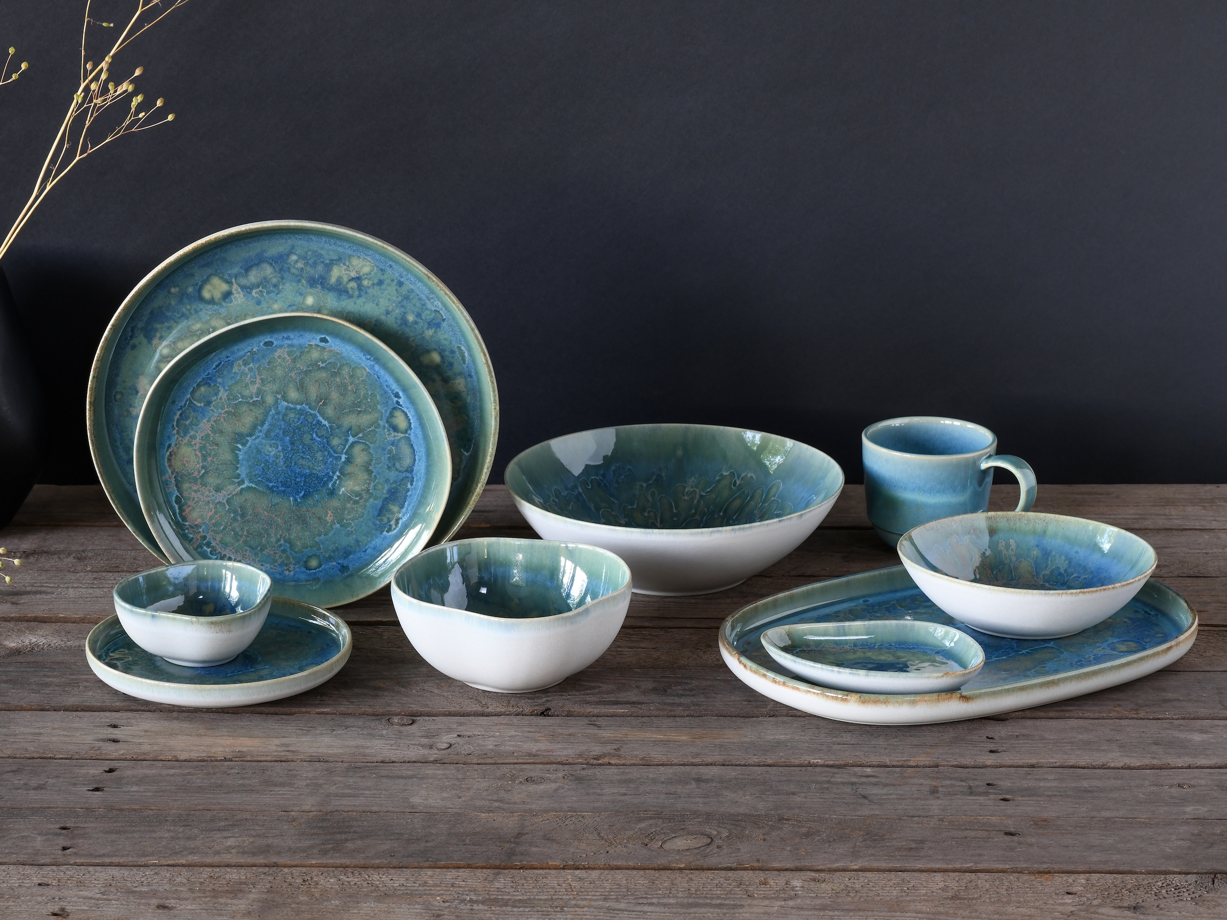 CreaTable Schüssel »Yuki« 2 Stk. aus Steinzeug Reaktiv-Digitaldruck, jedes Stück ein  Unikat, Ø 24 cm