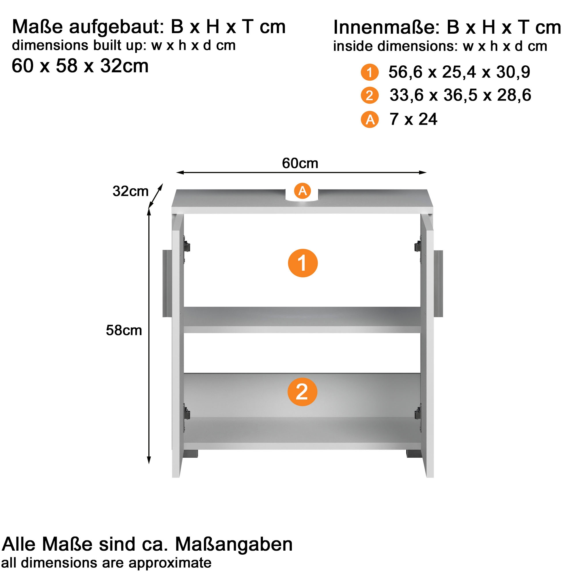 welltime Badezimmer-Set »Prag«, (Set, 3 St.), Hochschrank, Waschtisch und Spiegelschrank mit vertikalen Fräsungen