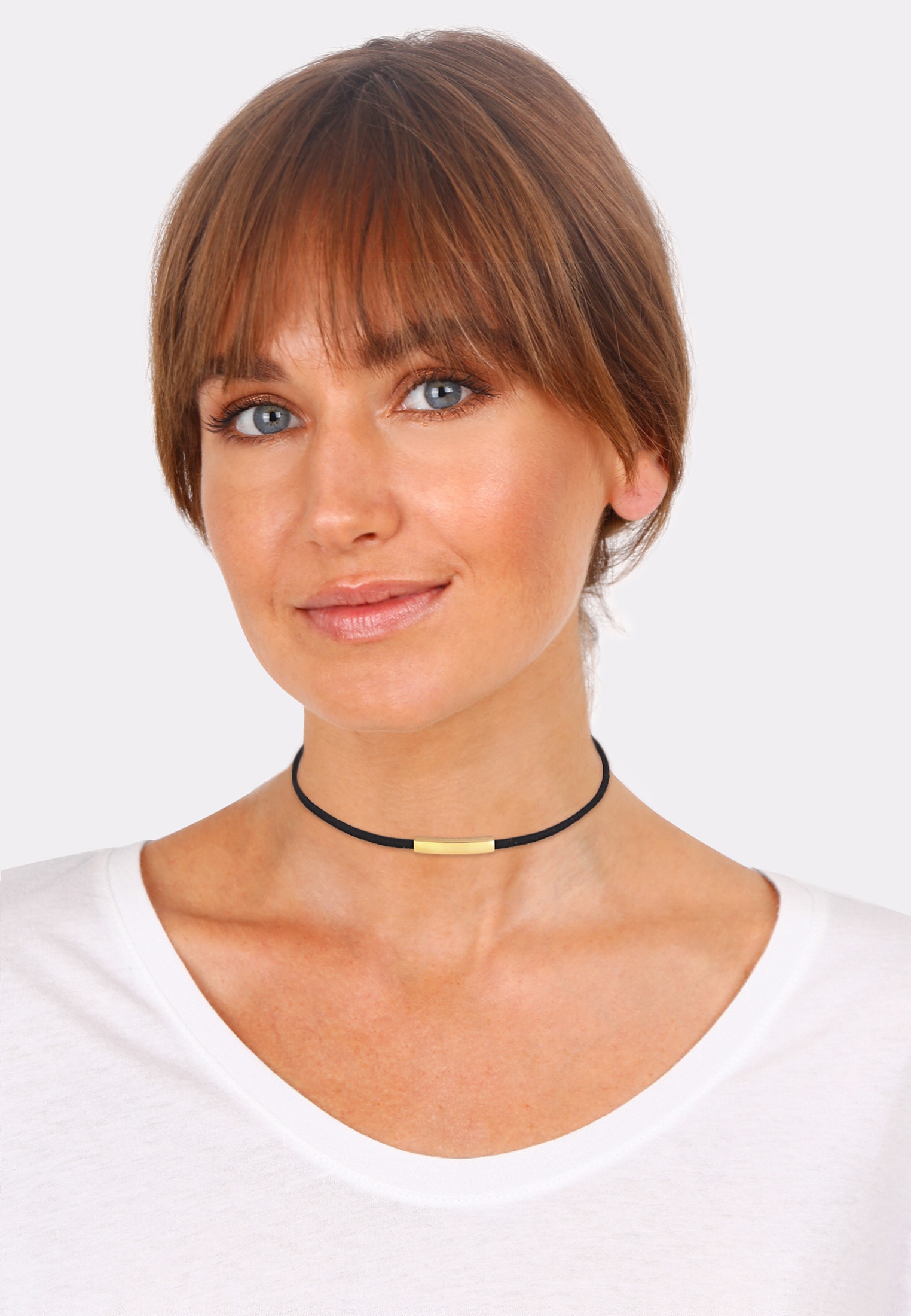 Elli Choker »Halskette Textil Choker Band Platte Schwarz 925 Silber«