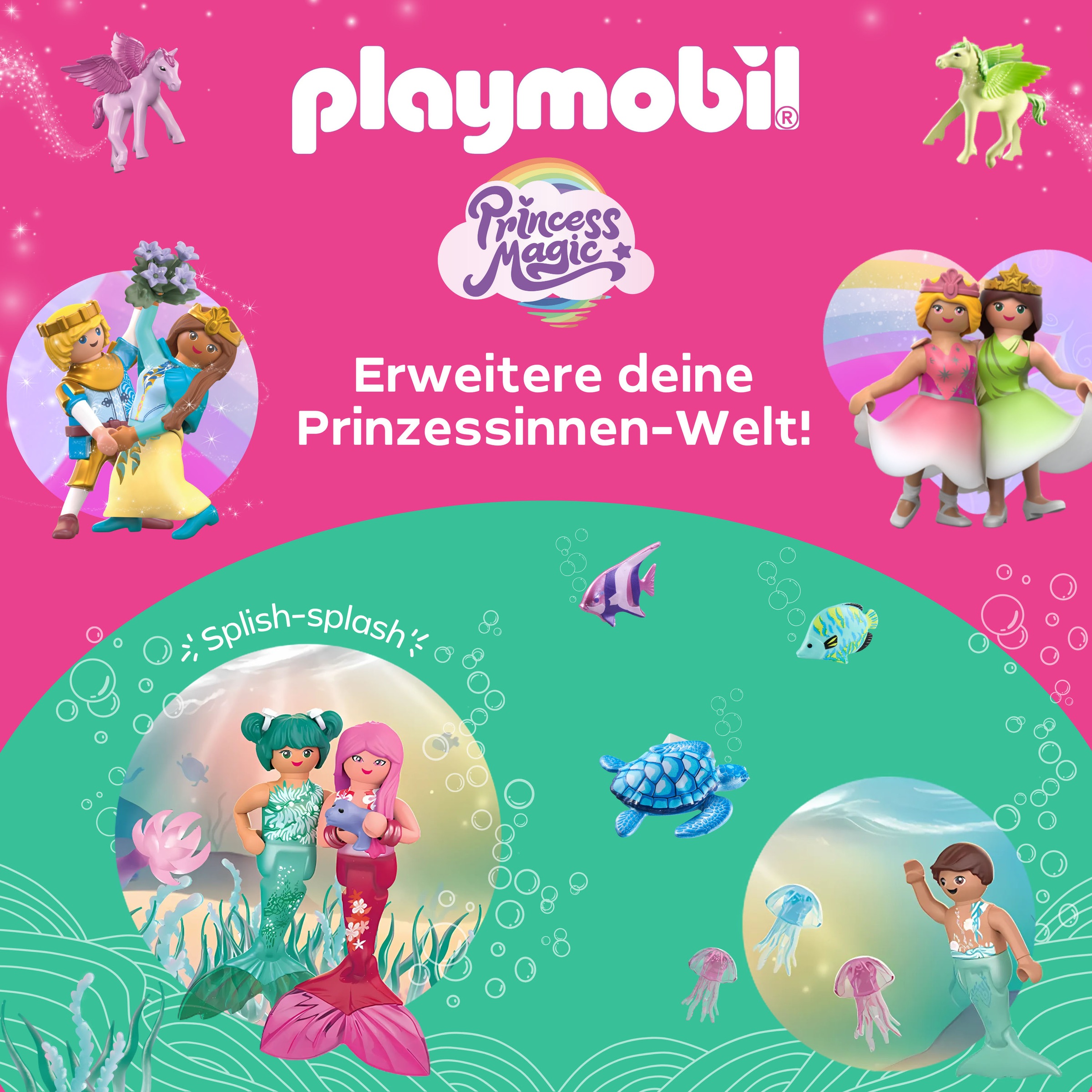 Playmobil® Konstruktions-Spielset »Prinzessinnenschloss mit Königspaar (71845), Playmobil Princess Magic«, (422 St.), Made in Germany