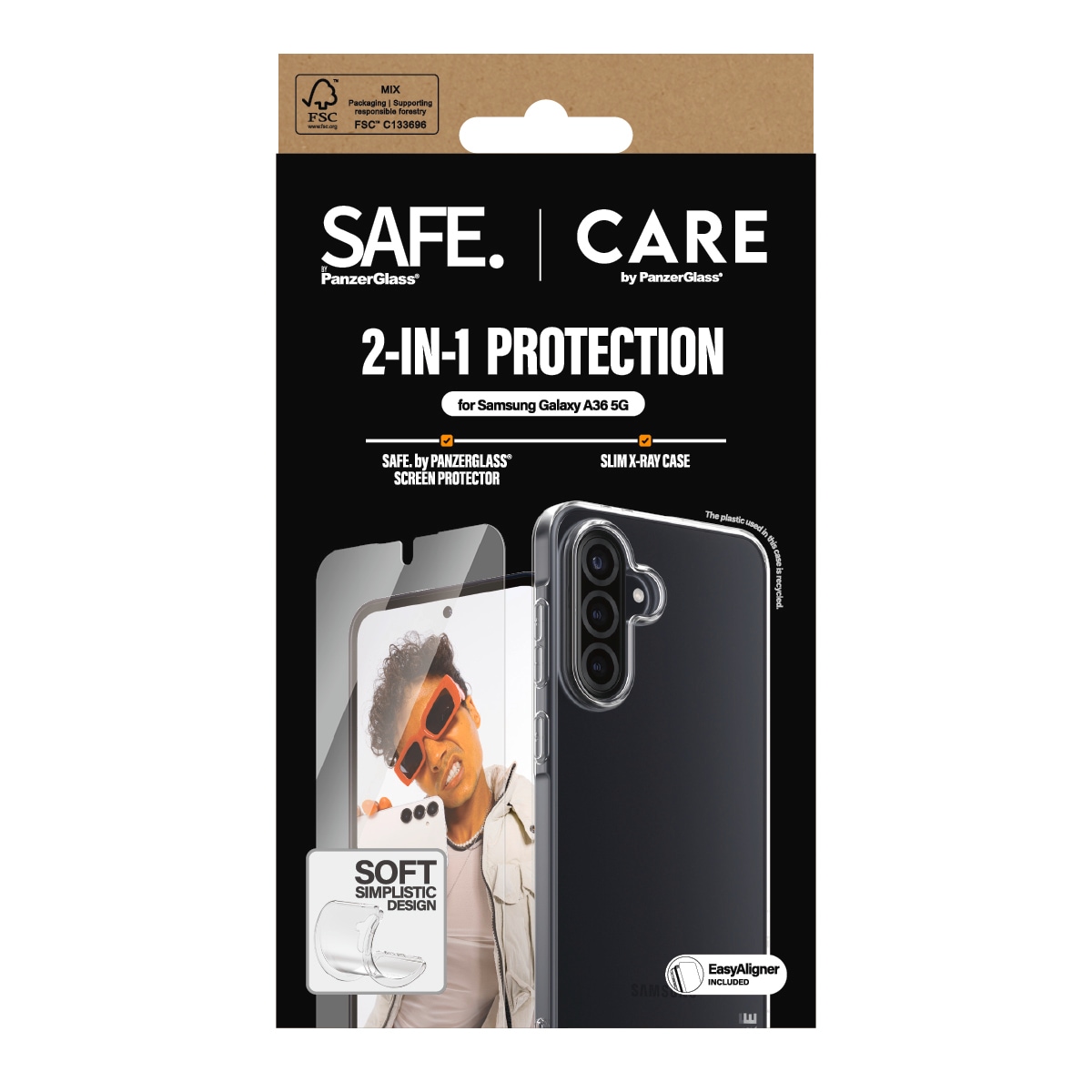 CARE by PanzerGlass Displayschutzglas »2-in-1 Protection Slim X-Ray Case + Screen Protection«, für Samsung Galaxy A36, Displayschutzfolie, Schutzfolie, Bildschirmschutz, kratz- & stoßfest