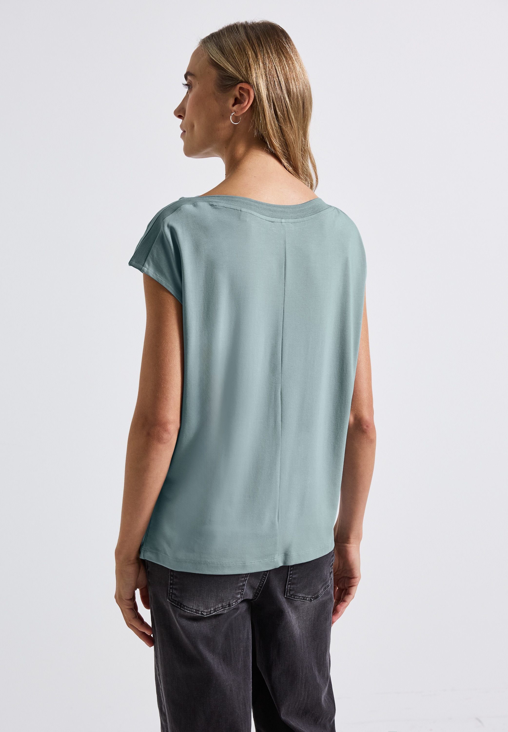 STREET ONE T-Shirt, U-Boot Shirt mit Rippdetail
