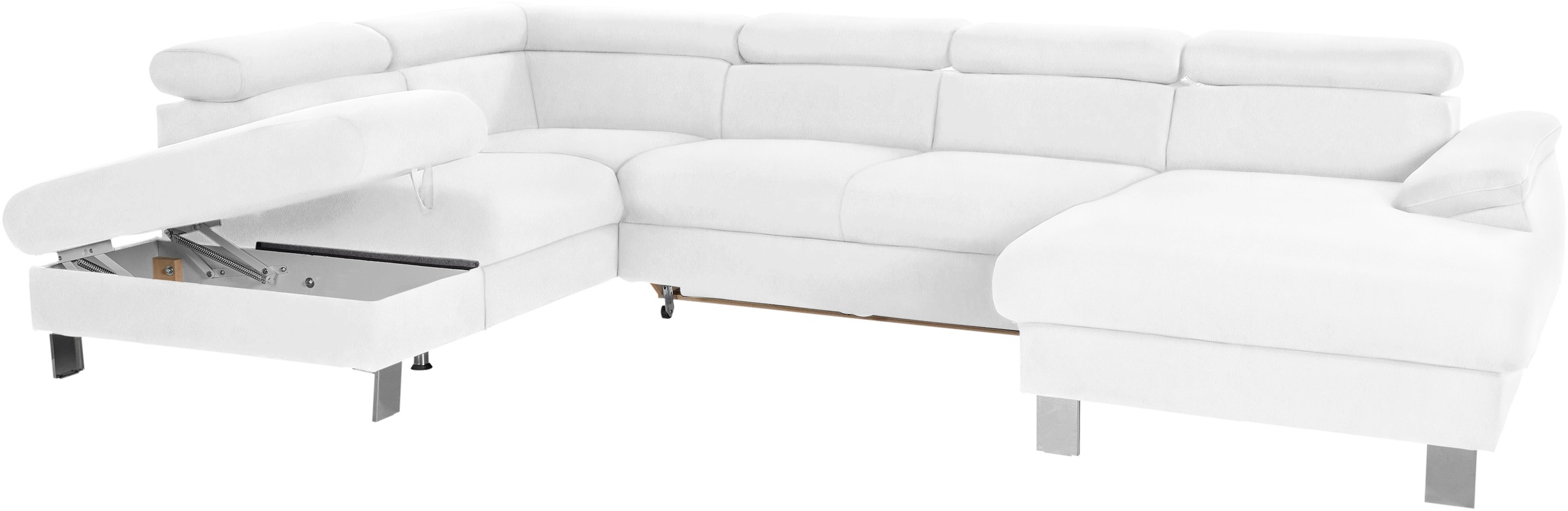 COTTA Wohnlandschaft »Komaris U-Form, B: 320 cm«, mit Kopfteilverstellung, optional Bettfunktion, Bettkasten & Licht