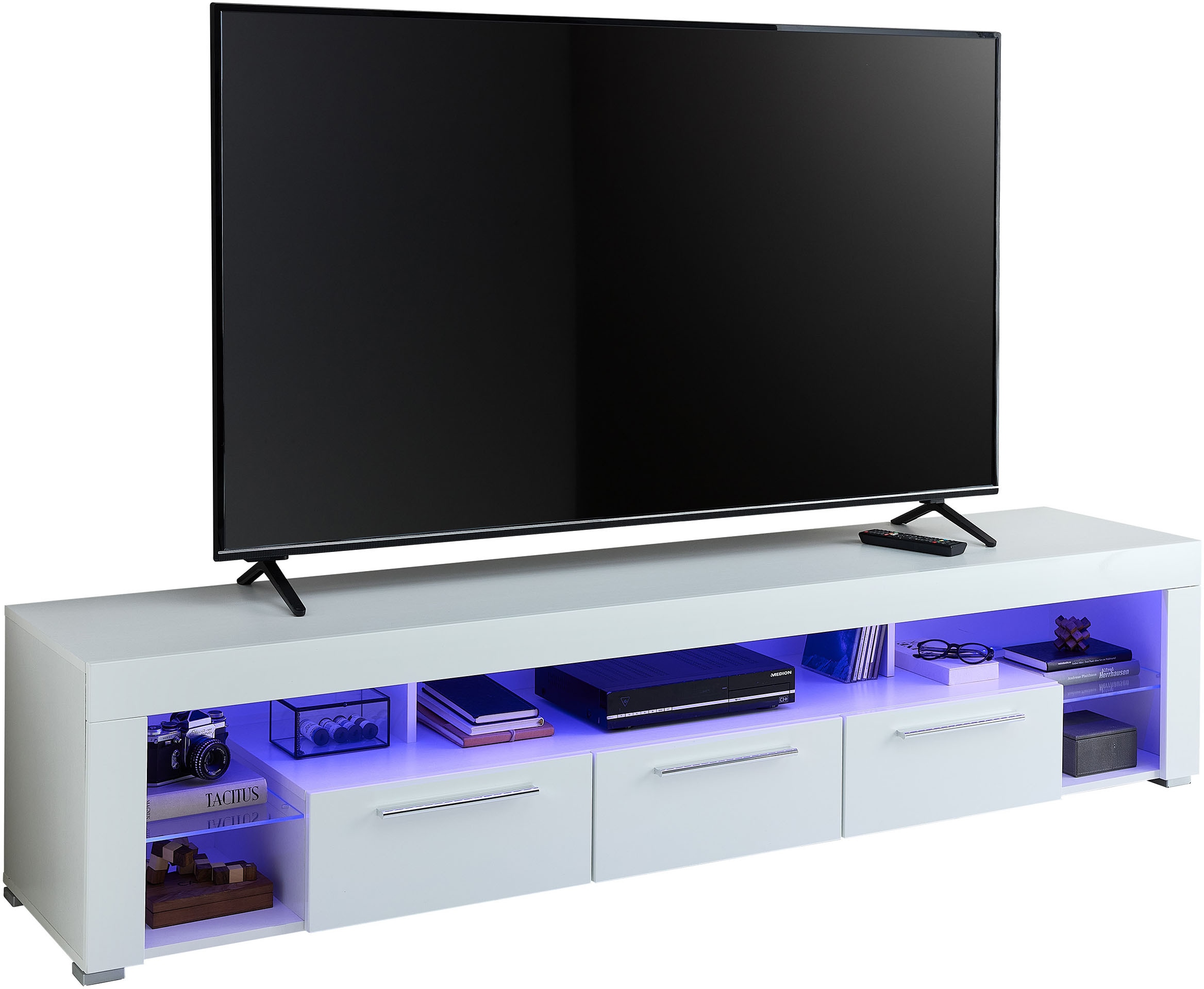 Stolkom TV-Schrank »Goal«, 3 Schubkästen, 5 offenen Fächern, Stellmaß 200/44/44 cm