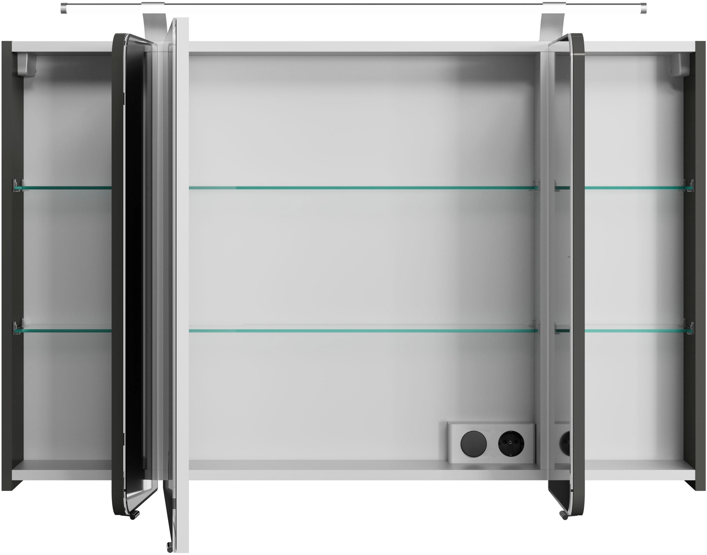 Saphir Badmöbel-Set »Serie 4005, vormontiert, Glaswaschbecken, Spiegelschrank«, (Set, 6 St.), Badezimmer-Set mit Unterschrank, Hängeschrank, Hochschrank, Türdämpfer