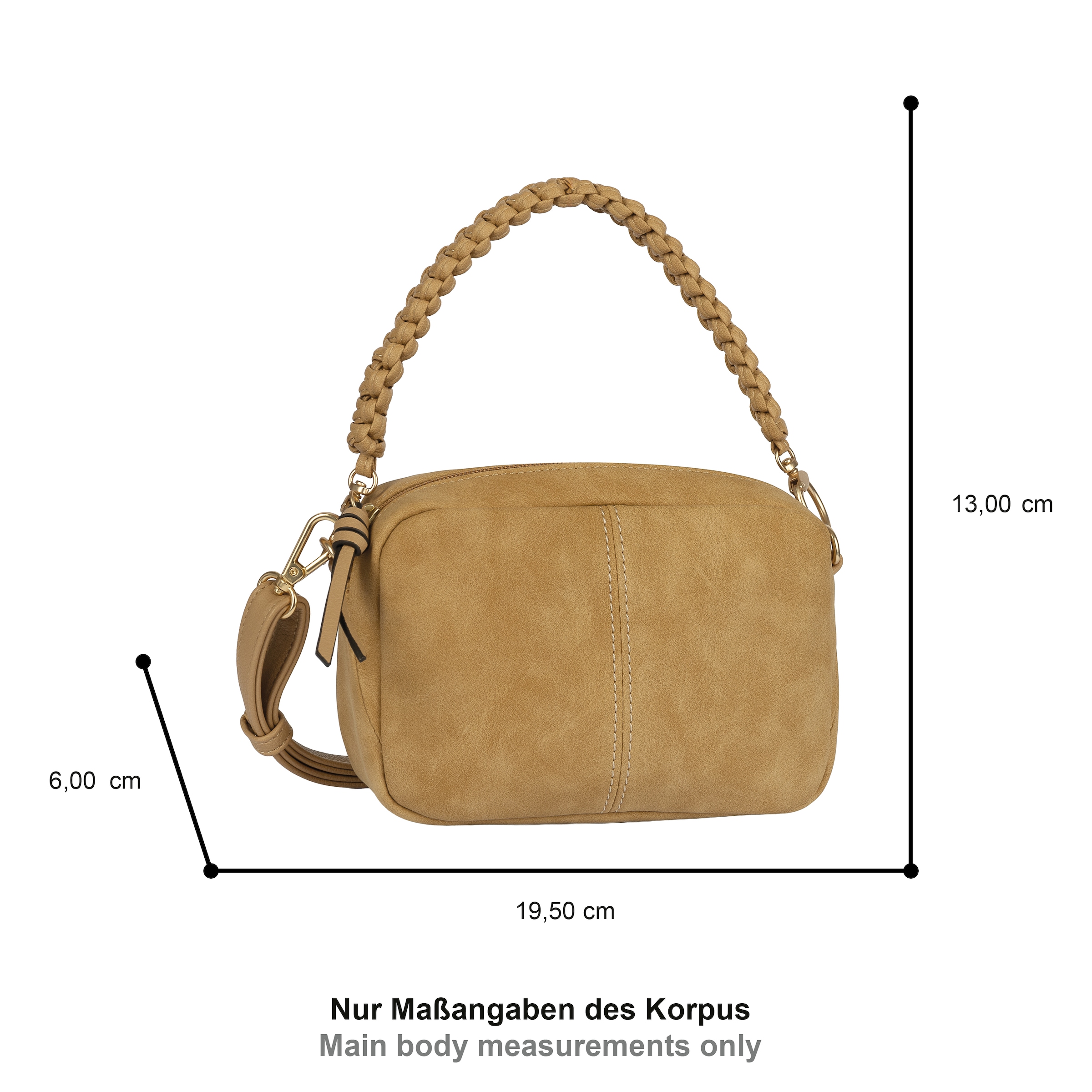 Gabor Handtasche »Belene« aus weichem Nubukimtiat mit geflochtenen Henkel & markante Ziernähte