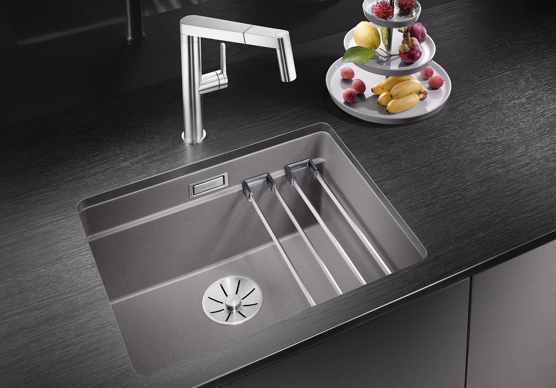 Blanco Granitspüle »ETAGON 500-U« aus SILGRANIT®, mit 2 Etagon-Schienen