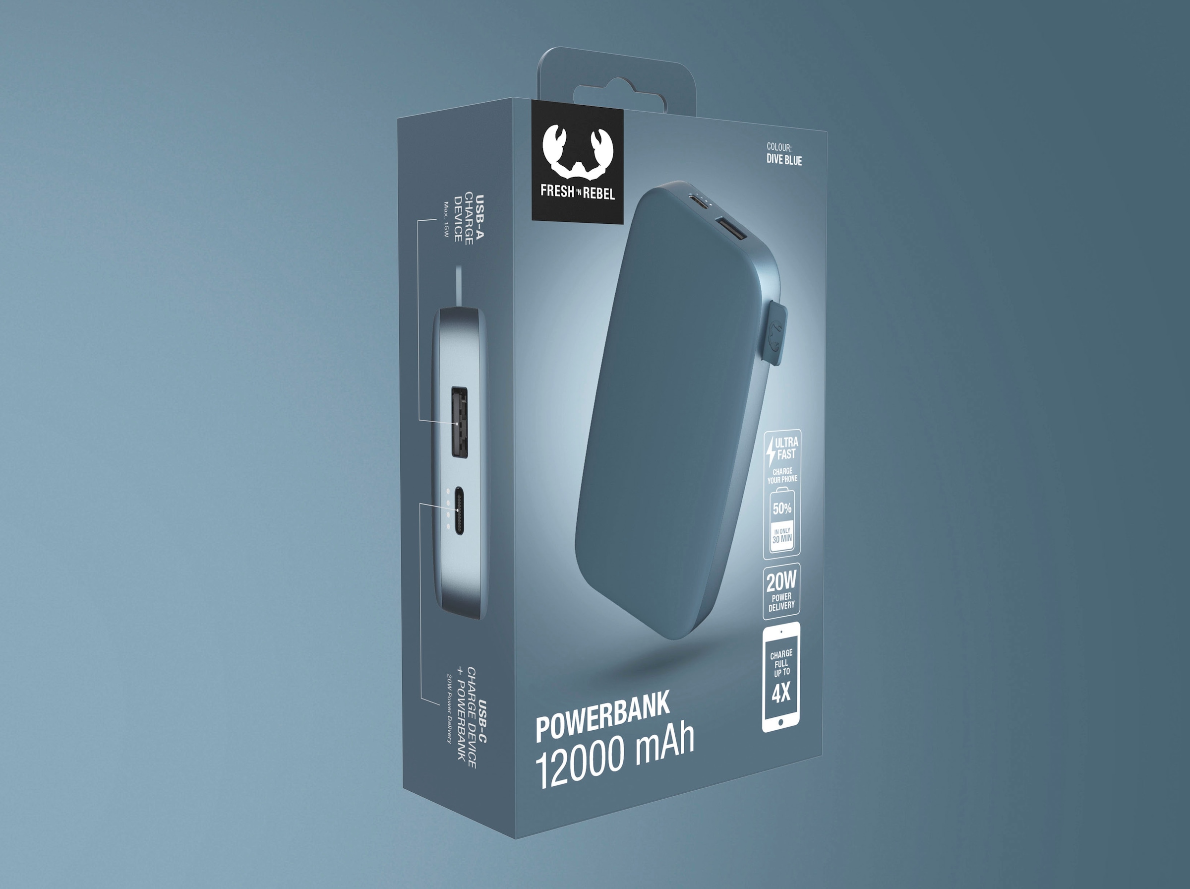 Fresh´n Rebel Powerbank »Power Pack 12000mAh mit USB-C, Ultra Fast Charge & 20W PD«