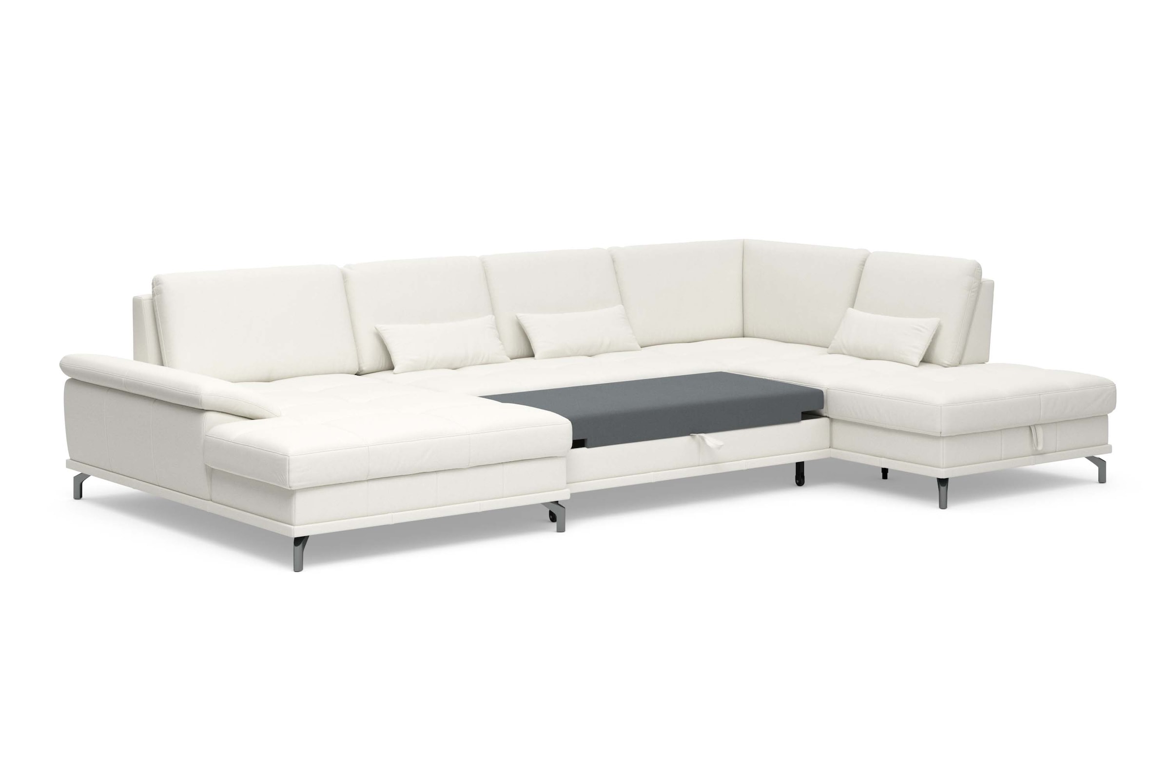 Places of Style Wohnlandschaft »Costello U-Form, mit Sitztiefenverstellung, Armteilverstellung und«, 3 Nierenkissen, optional Bettfunktion und Bettkasten