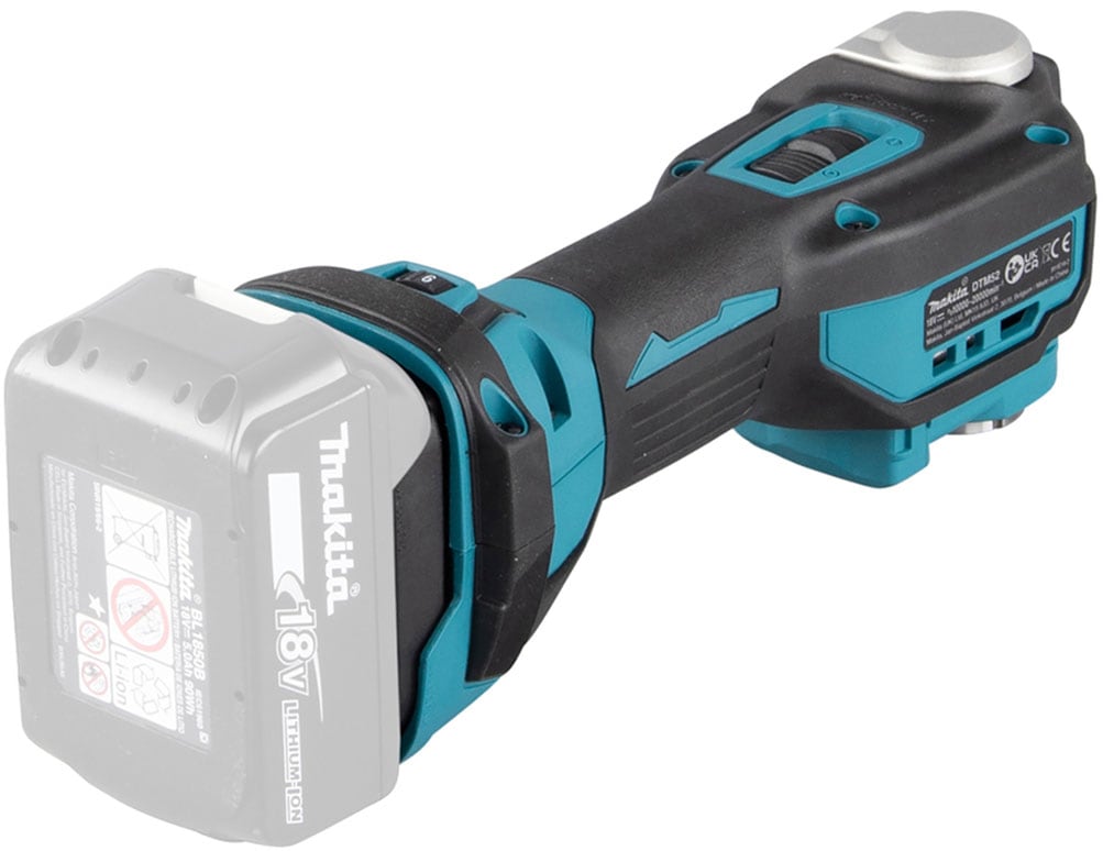 Makita Akku-Multifunktionswerkzeug »»DTM52ZJX2« 18V, ohne Akku und Ladegerät« 10.000-20.000 min⁻¹, vielseitige zum Sägen, Schleifen und Polieren