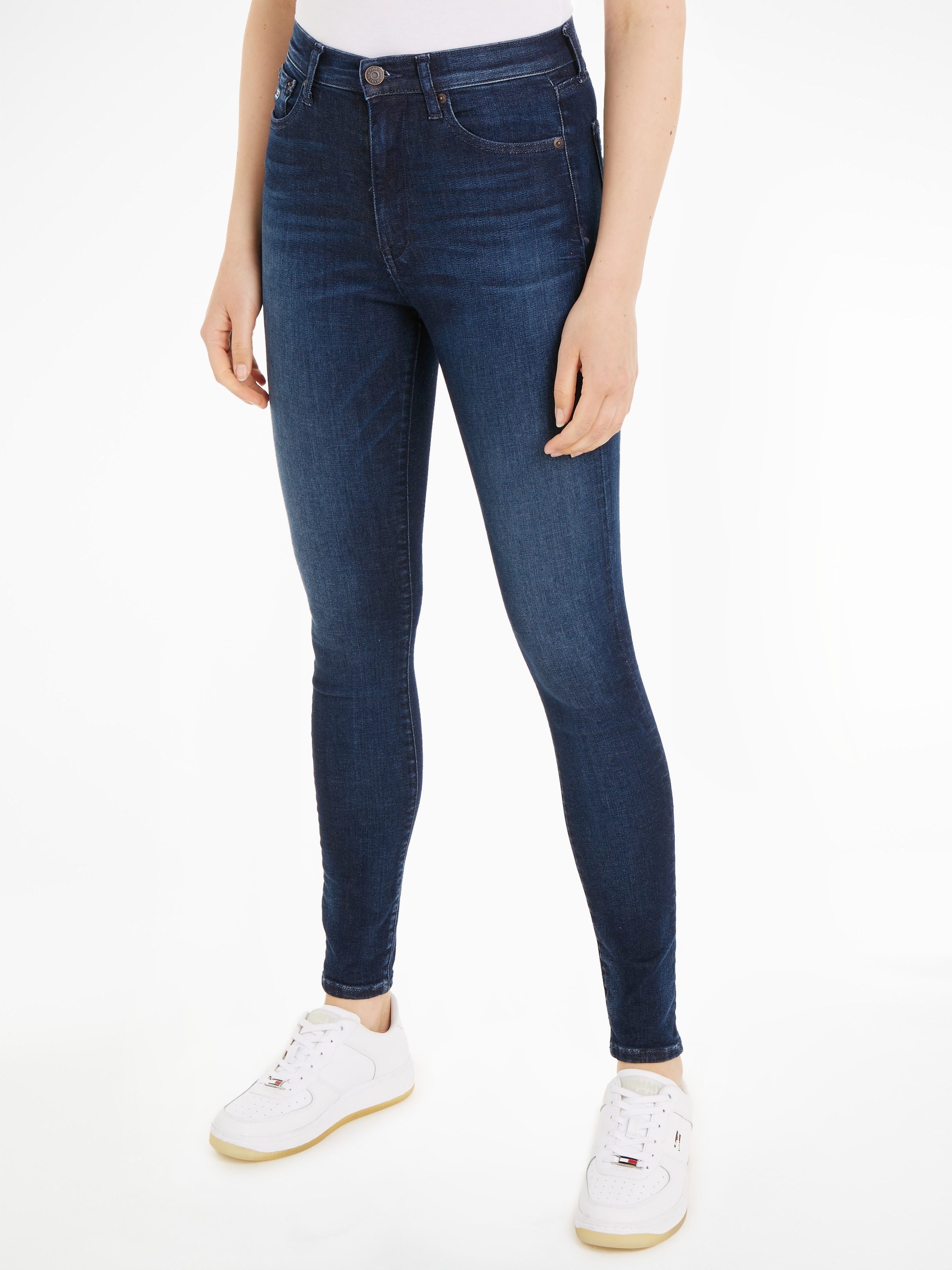 Bequeme Jeans »Sylvia Skinny Slim Jeans Hohe Leibhöhe«, mit Ledermarkenlabel