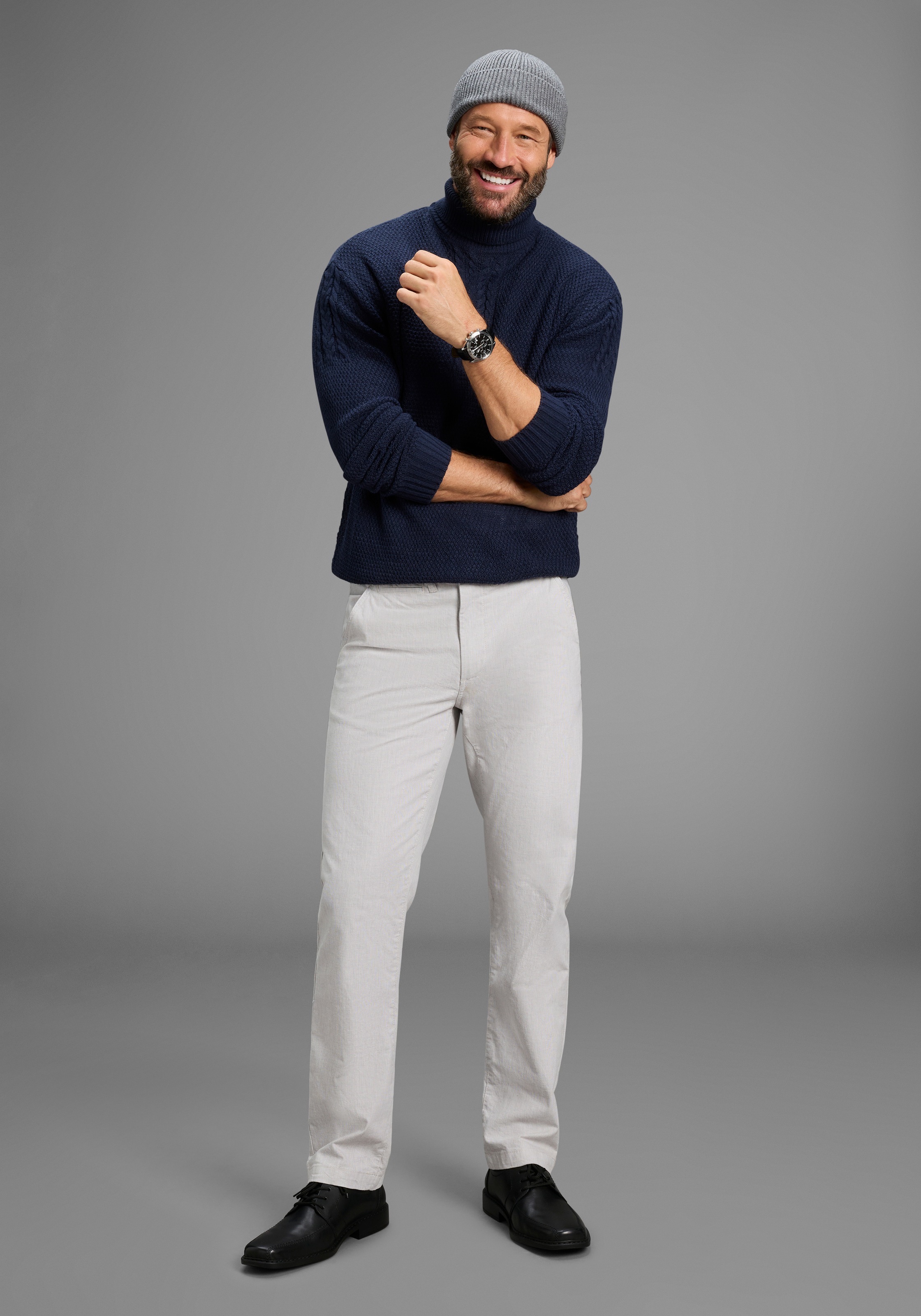 Man's World Rollkragenpullover »Neue Kollektion! Highlight Zopfmuster« aus Strickmaterial, mit Rollkragen, Regular Fit, mit Langarm