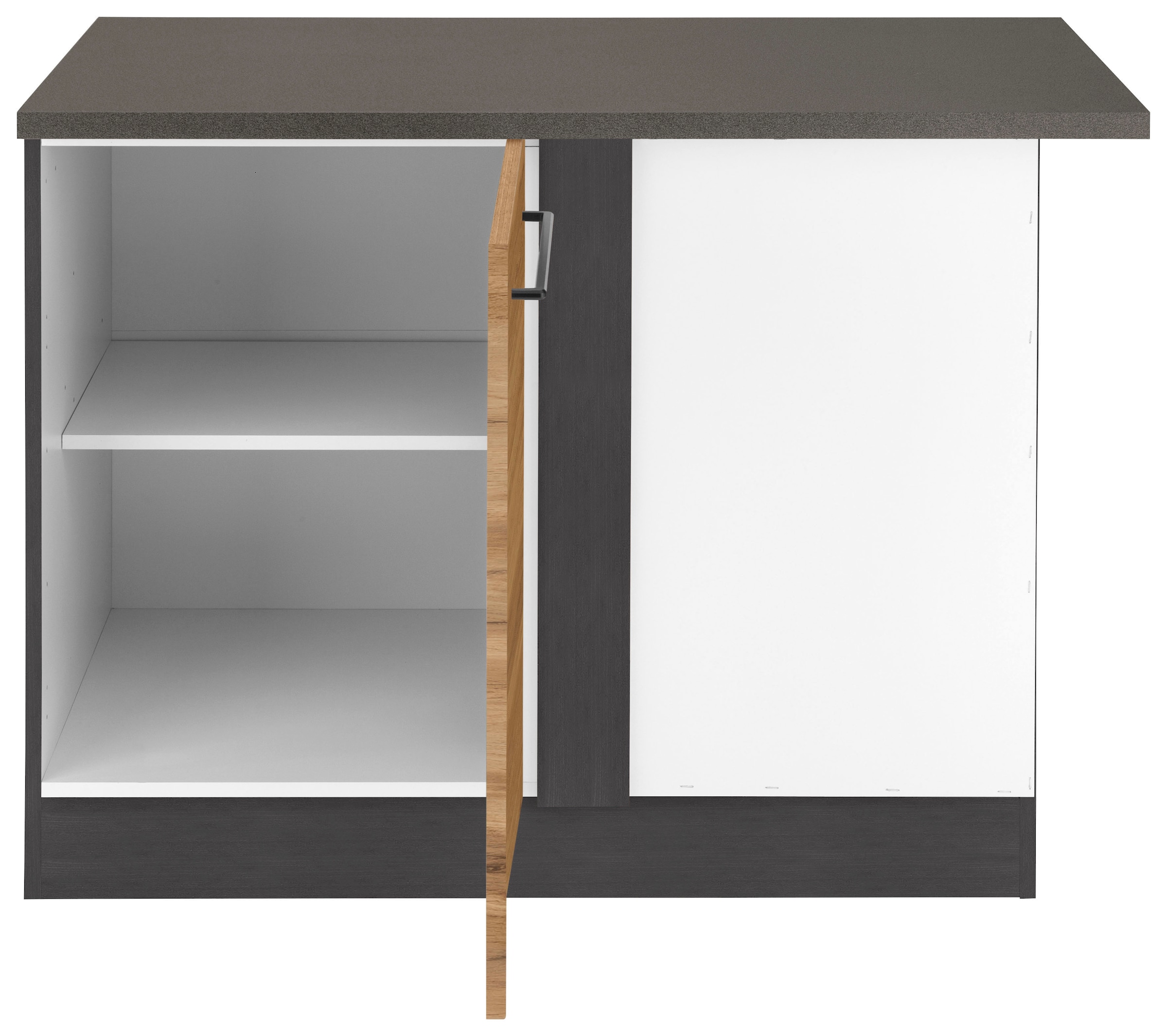 KOCHSTATION Eckunterschrank »KS-Tulsa«, 110 cm breit, 1 Tür, schwarzer Metallgriff, hochwertige MDF Front