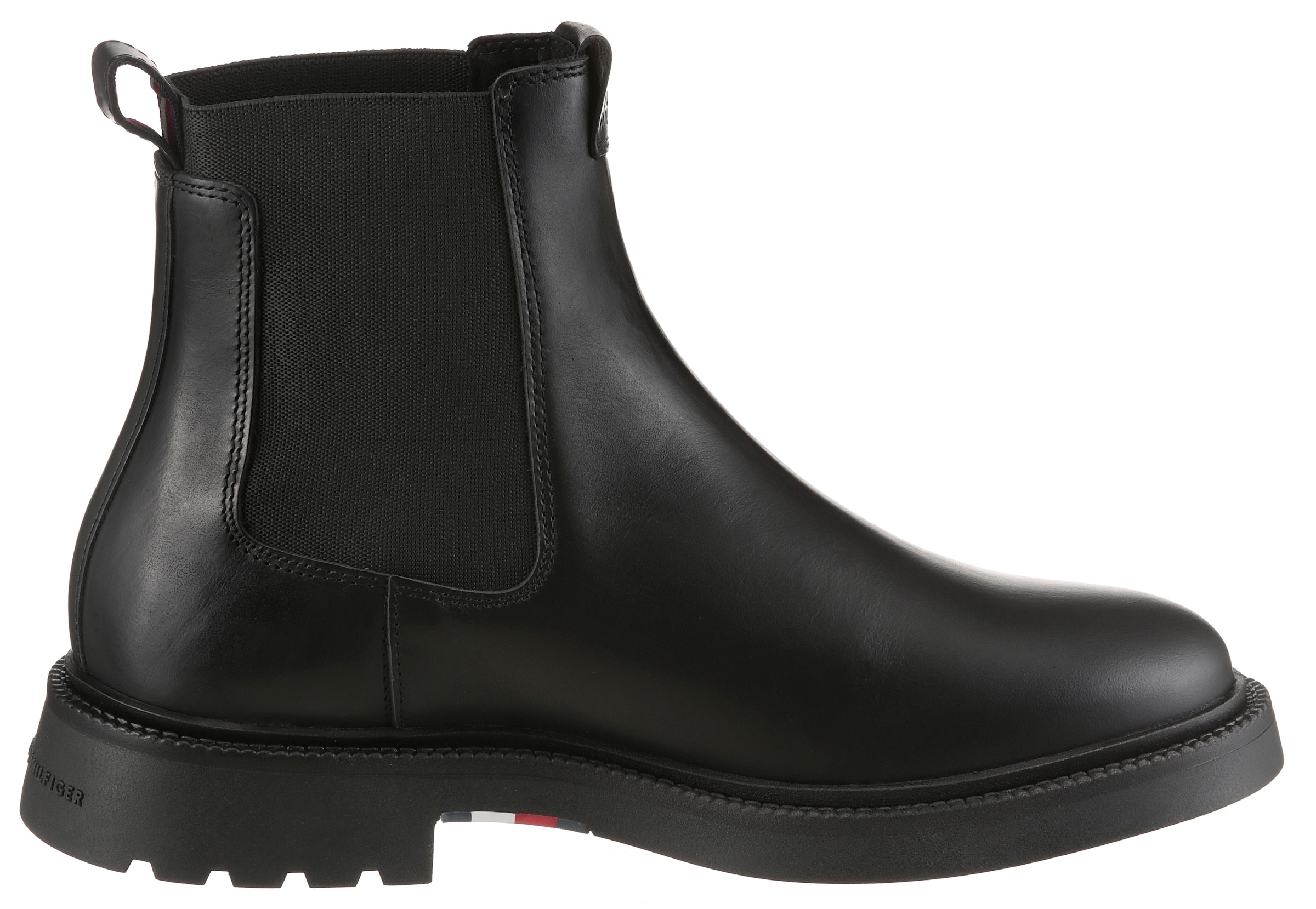 Tommy Hilfiger Chelseaboots »HILFIGER COMFORT LWT LTH CHELSEA«  , Stiefelette, Businessschuh mit Stretcheinsatz und Anziehlasche