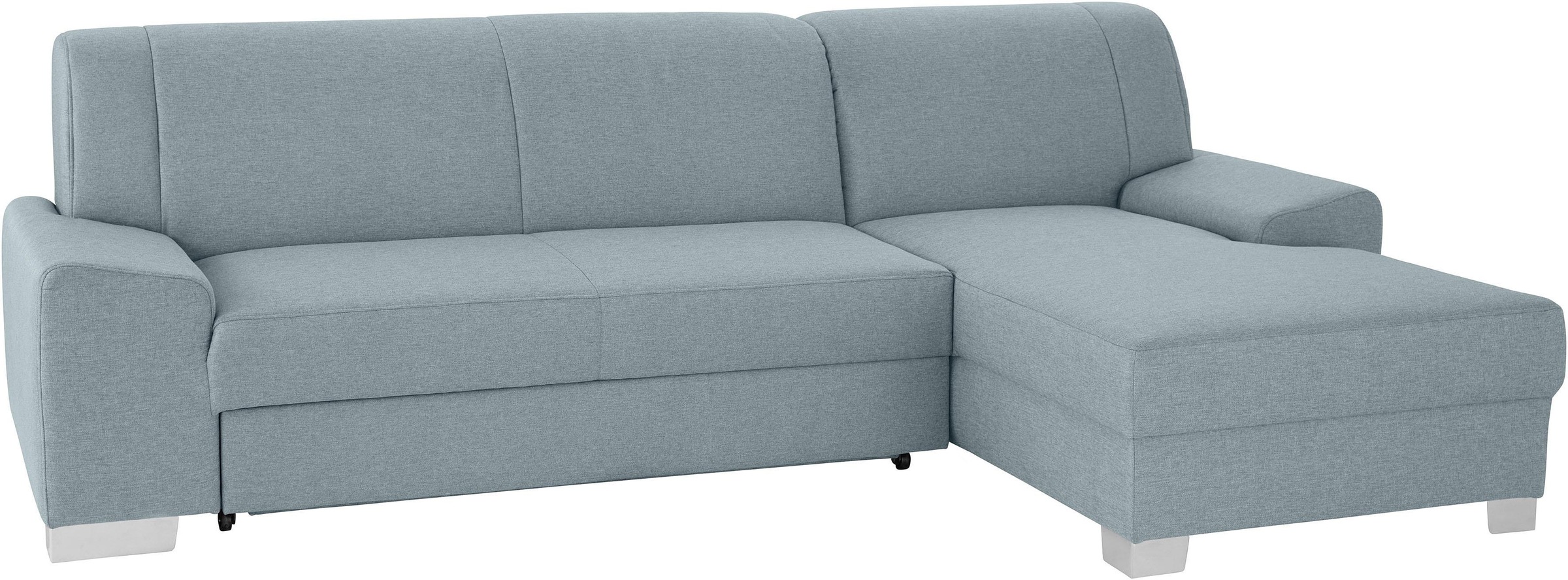 DOMO collection Ecksofa »Anzio L-Form, whlw. Bettfunktion, Federkern, hochwertig, Breite 271 cm«, Ohne Bettfunktion, Recamiere rechts, Struktur fein, mint