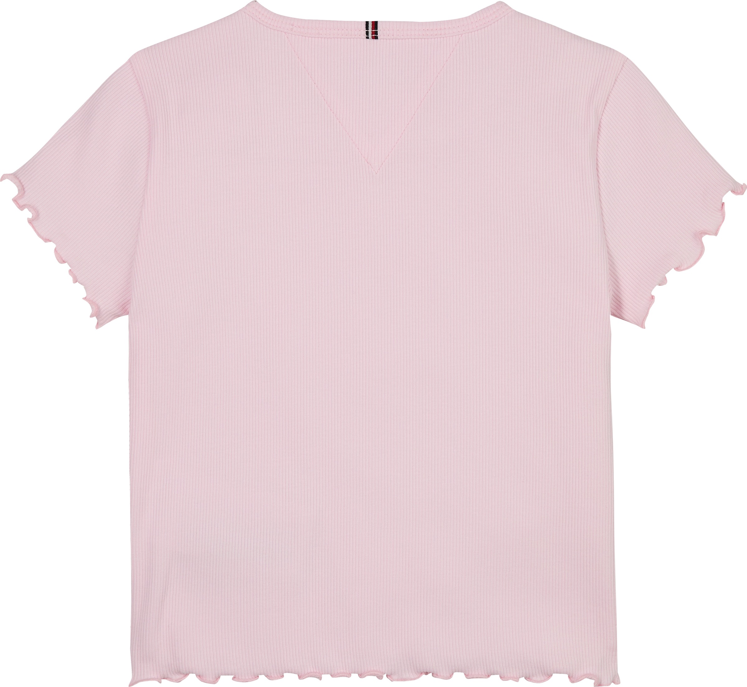 Tommy Hilfiger T-Shirt »ESSENTIAL RIB TOP SS«, mit Babylock-Kanten, mit Logostickerei