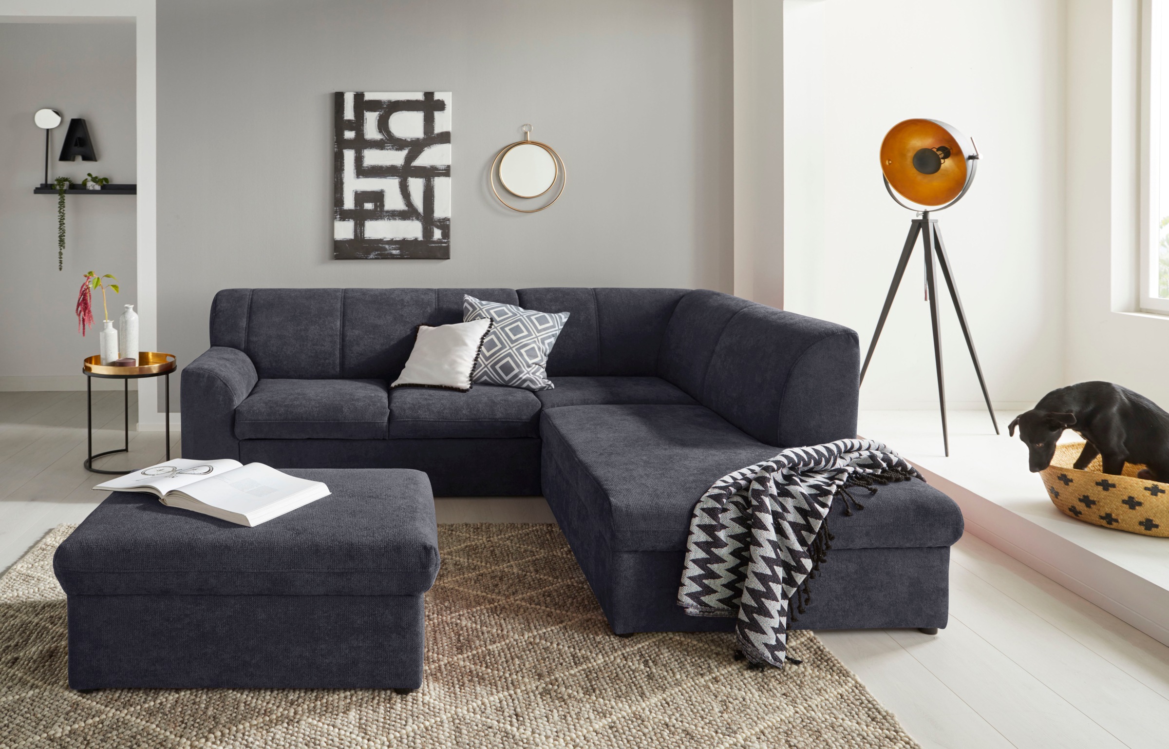 DOMO collection Ecksofa »Topper zeitlos elegant, kompakte Stellmaße, OTTOs Choice, L-Form«, mit Ottomane, wahlweise mit Schlaffunktion