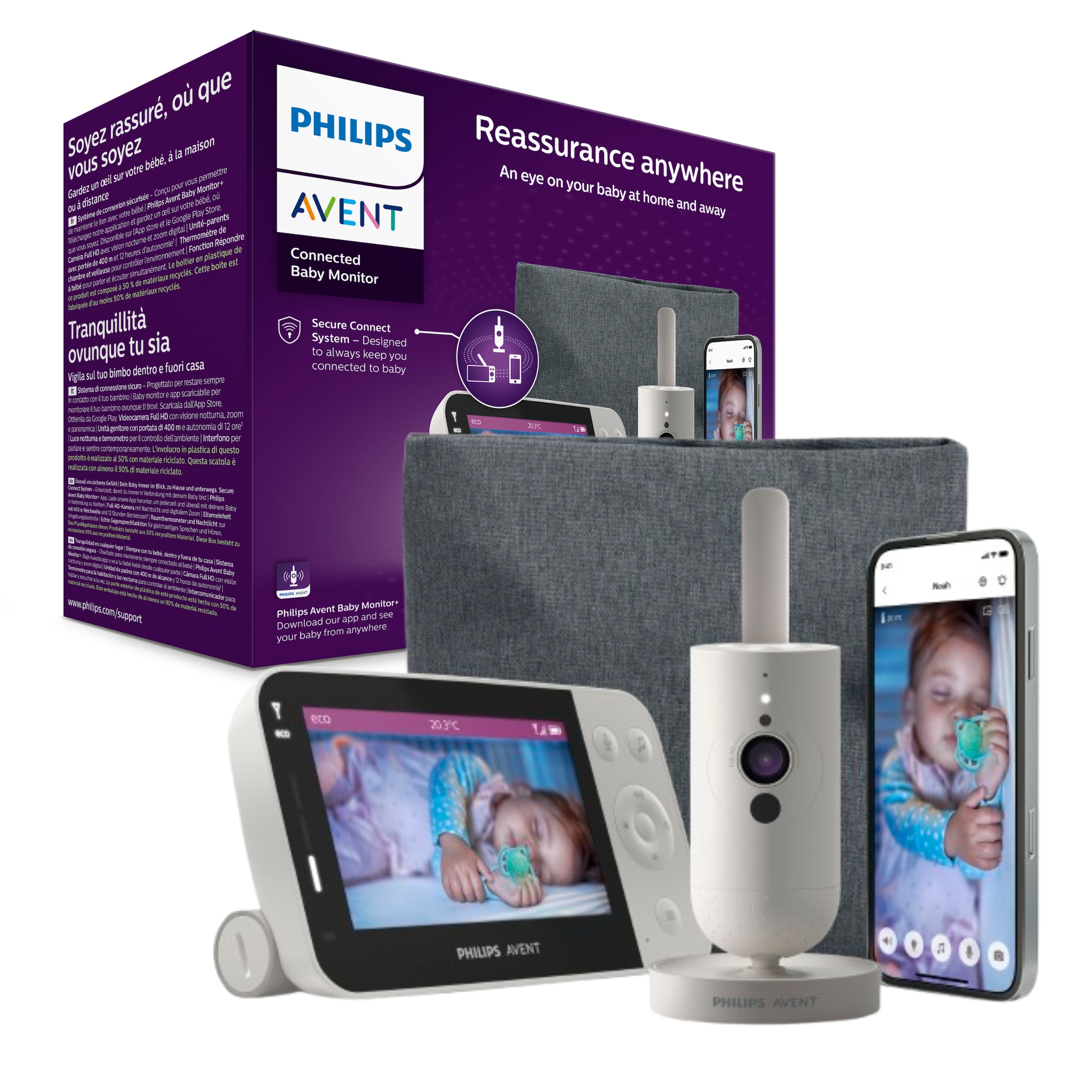 Philips AVENT Video-Babyphone »Connected SCD953/26«, mit Full-HD-Kamera, Reichweite von 400 Metern und Gegensprechfunktion