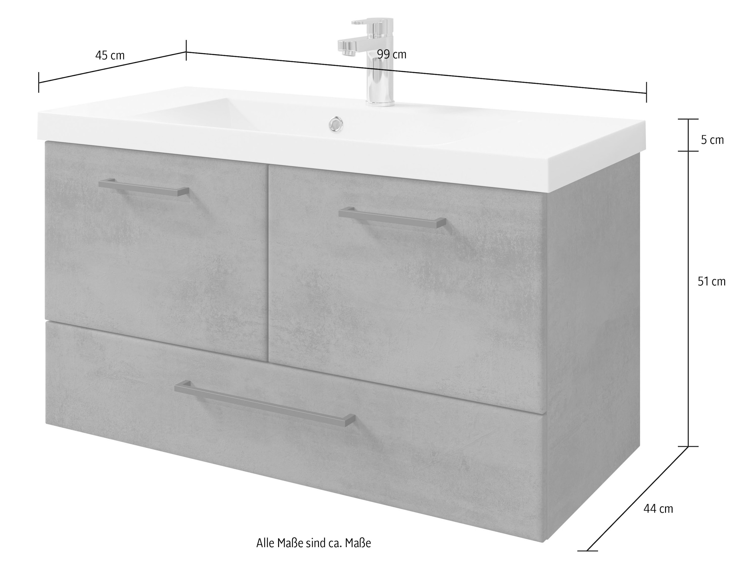 Saphir Badmöbel-Set »Quickset 945 Mineralmarmor-Waschtisch mit Unterschrank, 99 cm breit« 1 Stk. tlg.