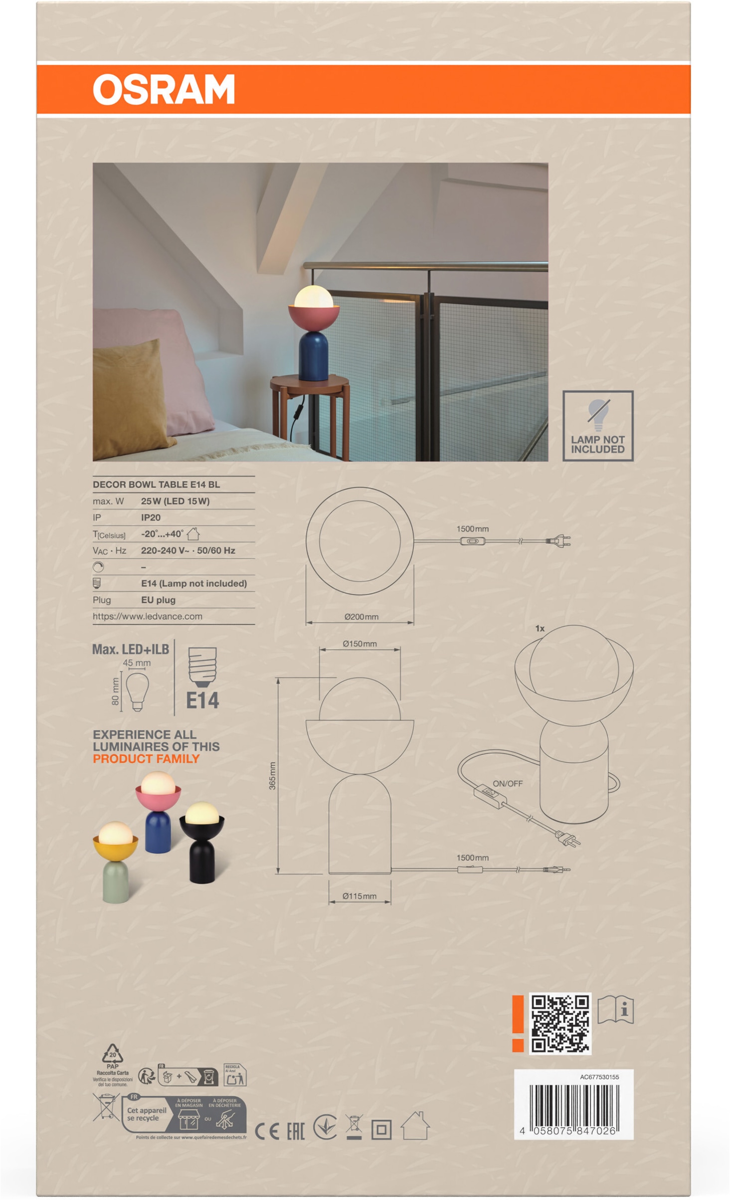 Osram Tischleuchte »Decor Bowl Table« E14 1 Stk. Fassung E14, Stahl