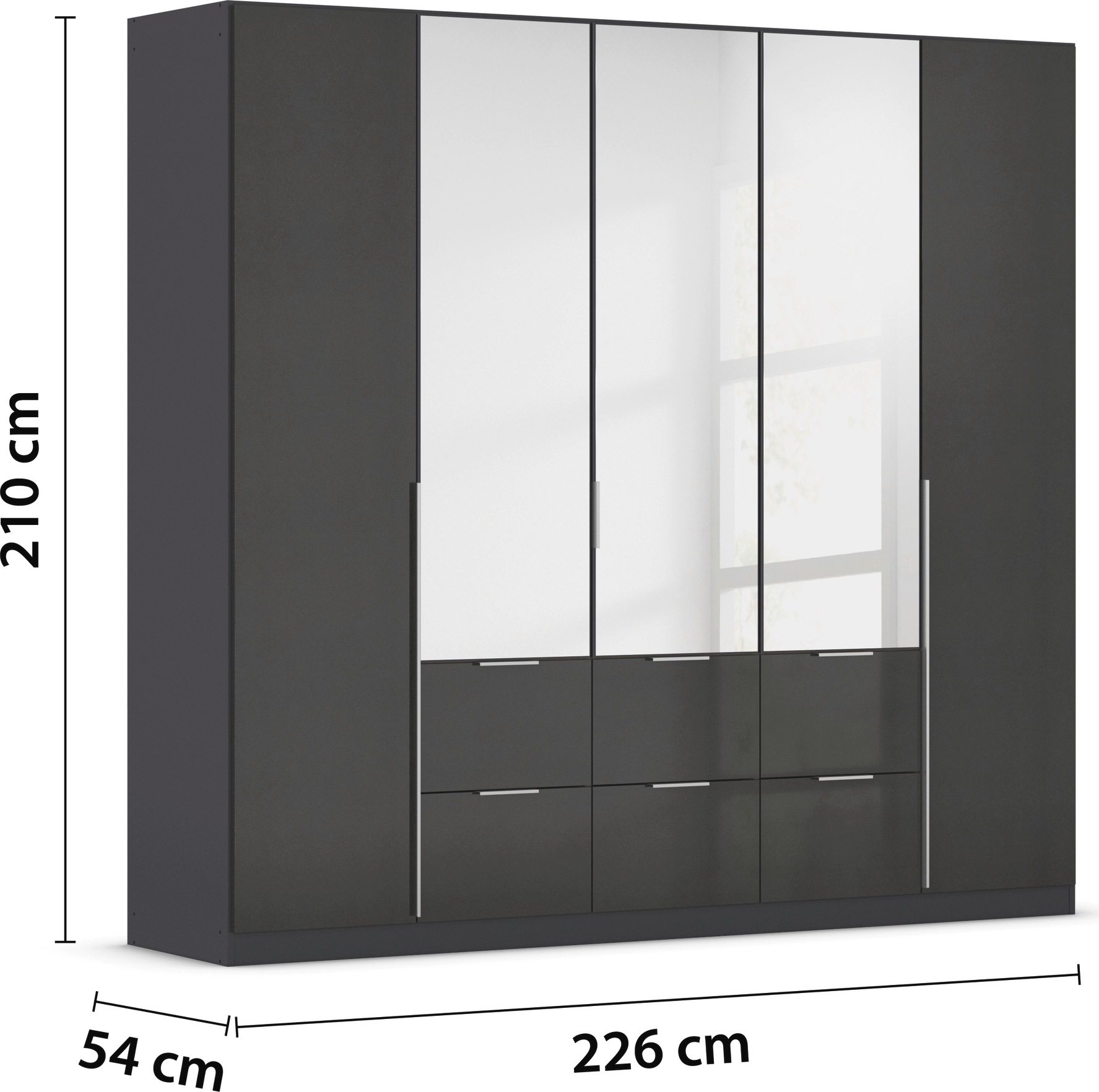 rauch Drehtürenschrank »Kleiderschrank Schrank Garderobe AGORDO mit Dekor- oder Hochglanzfront«, (in zwei Griff-Farben mit Dekor- oder Hochglanzfront), mit Außenschubkästen, in 6 Breiten und 2 Höhen MADE IN GERMANY