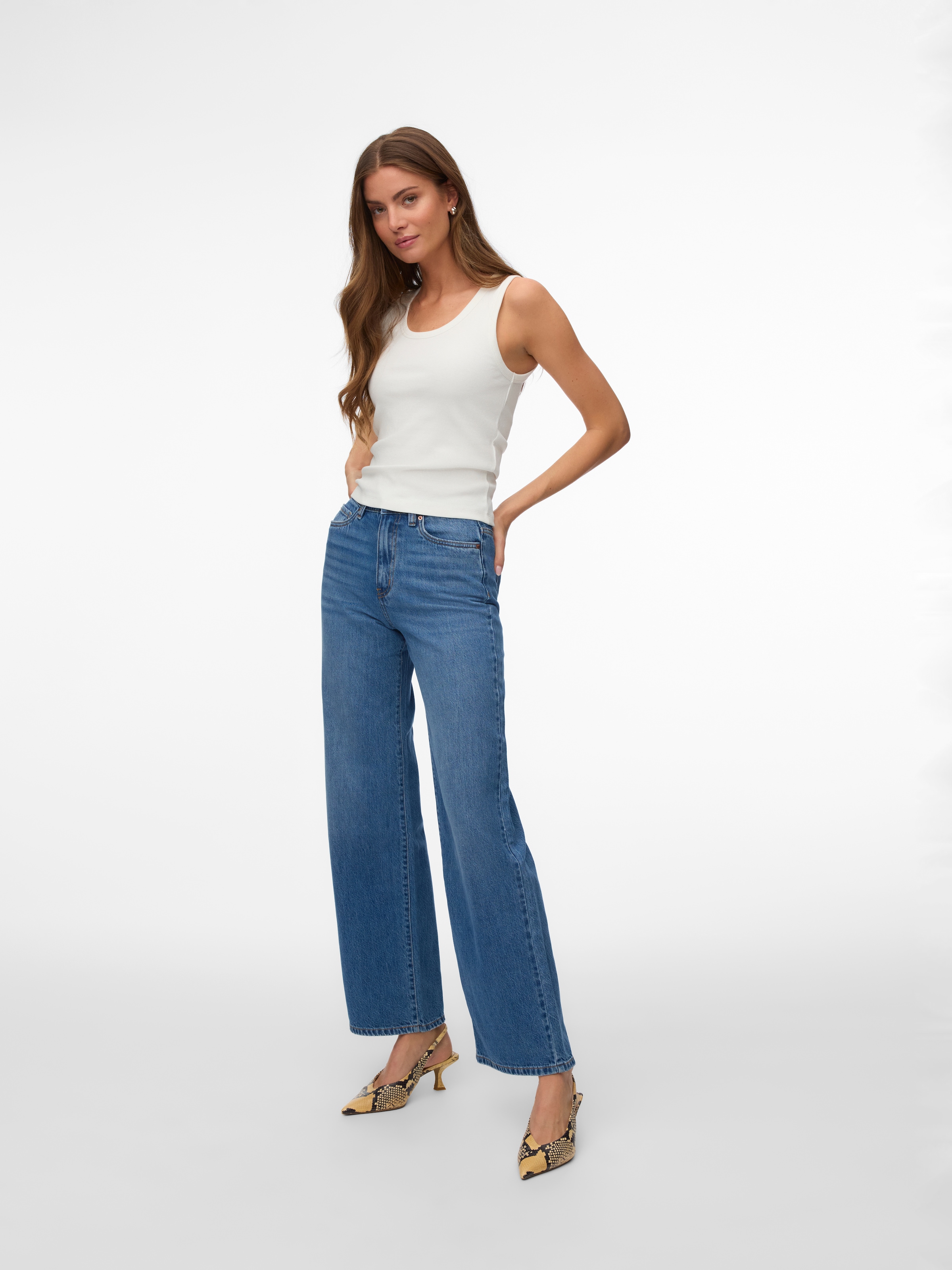 Vero Moda High-waist-Jeans »VMVEGA HR WIDE DENIM JEANS SI392 NOOS« Baumwolle, wide fit, high waist
