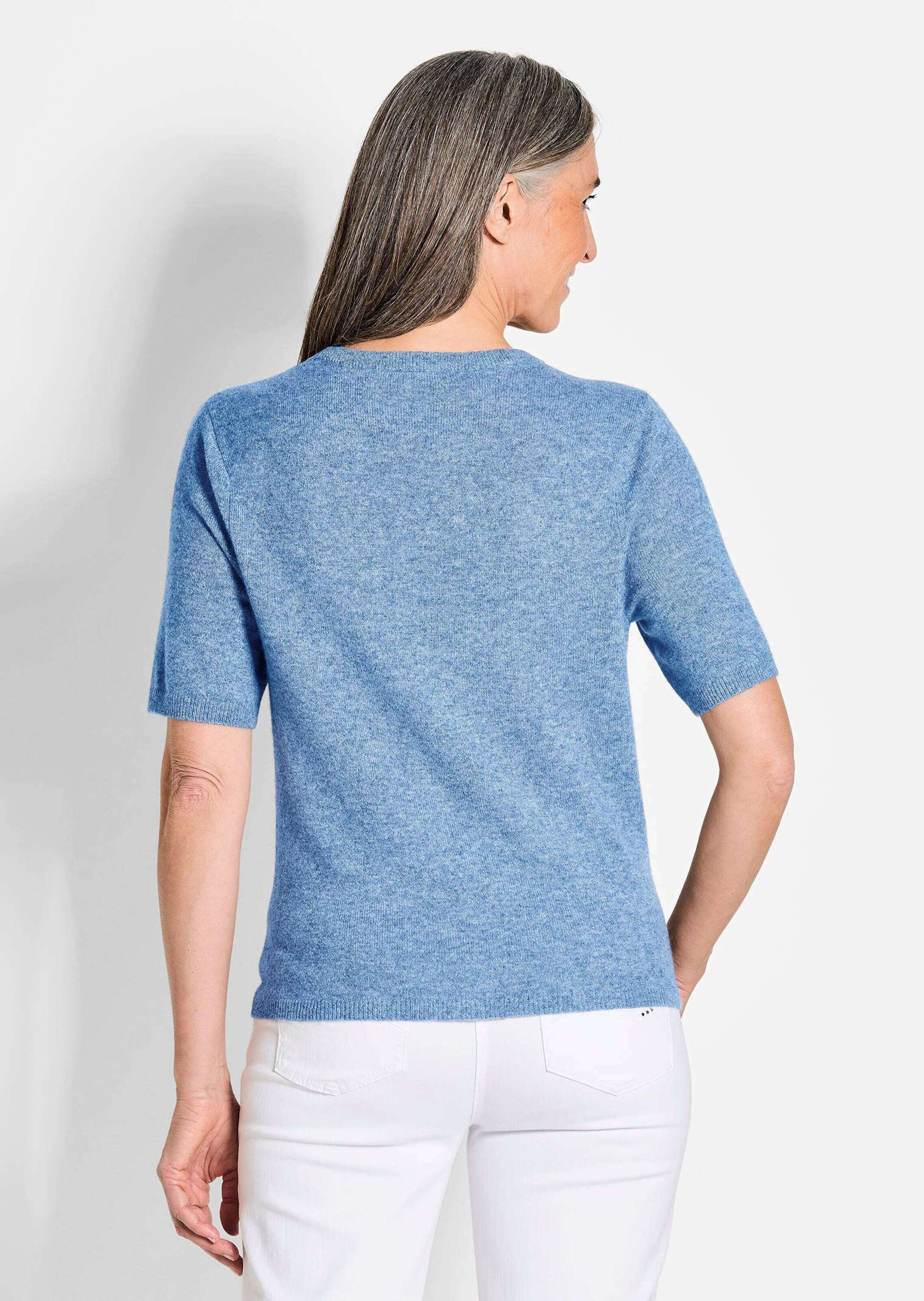 GOLDNER Kurzarmpullover »Kurzgröße Halbarmpullover mit Rundhals aus Kaschmir«