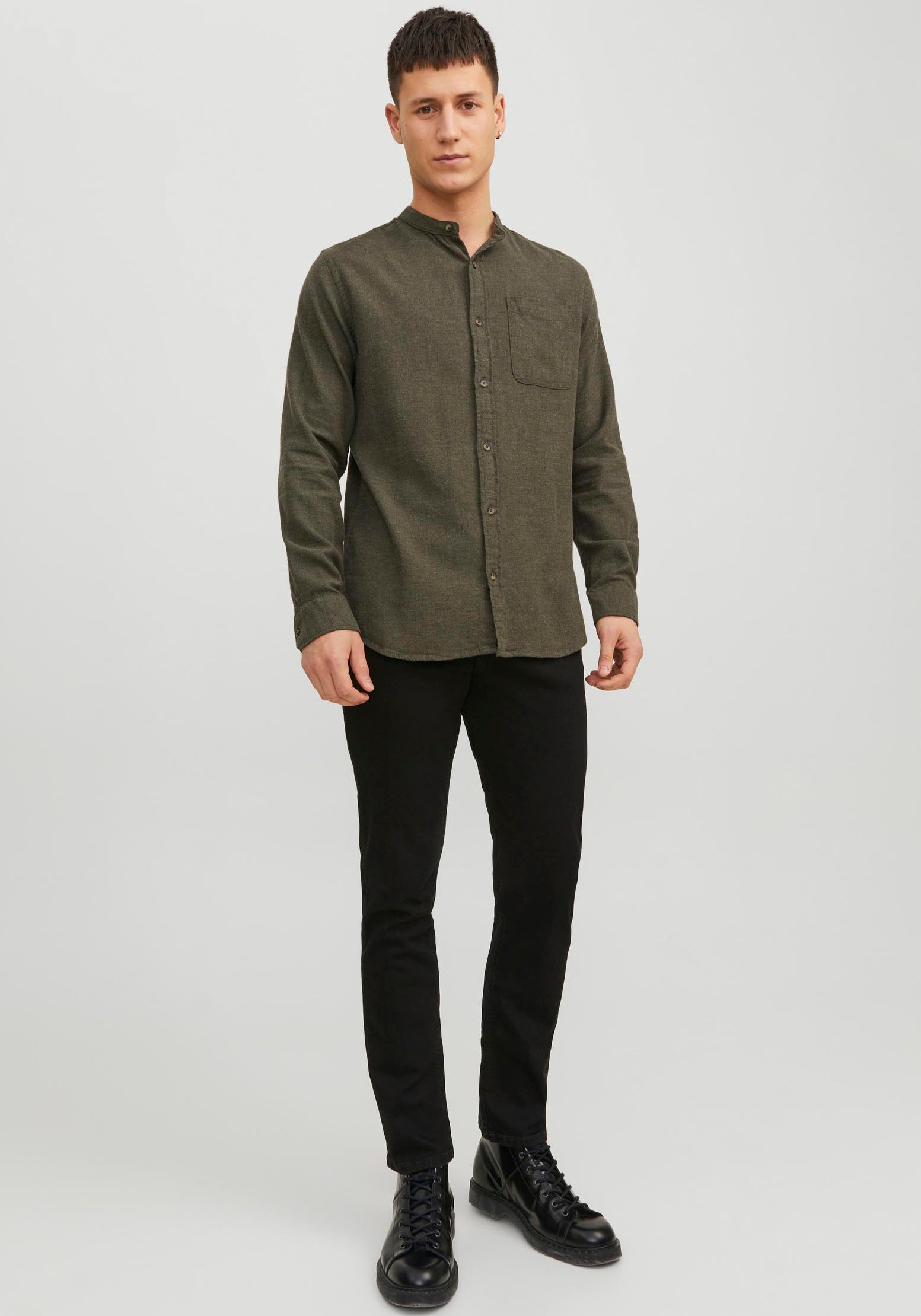 Jack & Jones Langarmhemd »JJEBAND MELANGE SHIRT LS SN«