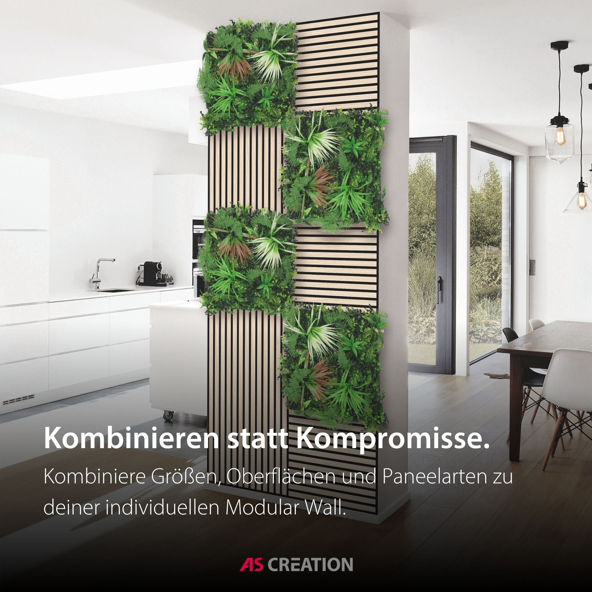 Architects Paper Wandpaneel »A.S. Création Modular Wall Wandpaneel Pflanzenoptik« 1 tlg. Kunstpflanzen auf rPET-Filz für farbstarke botanische 3D-Wände