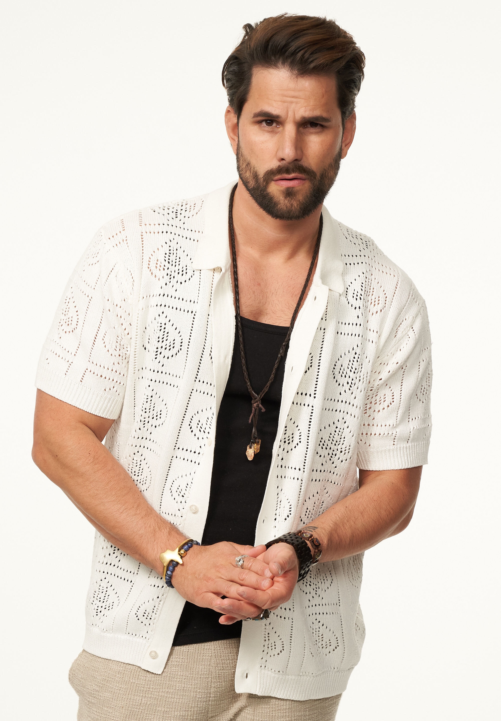 SOULSTAR Poloshirt »Kurzarm Strickhemd im Cardigan Stil mit Knopfleiste für Herren« Herren Kurzarm Strick Polo-Hemd Cardigan T-Shirt