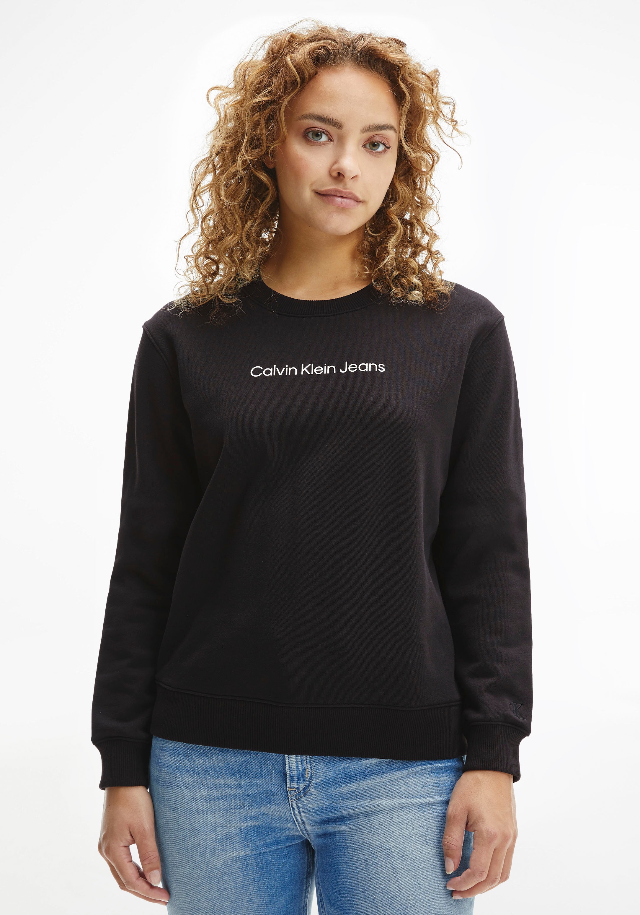 Calvin Klein Jeans Sweatshirt »SHRUNKEN INSTITUTIONAL CREW NECK«, mit Calvin Klein Logo-Schriftzug