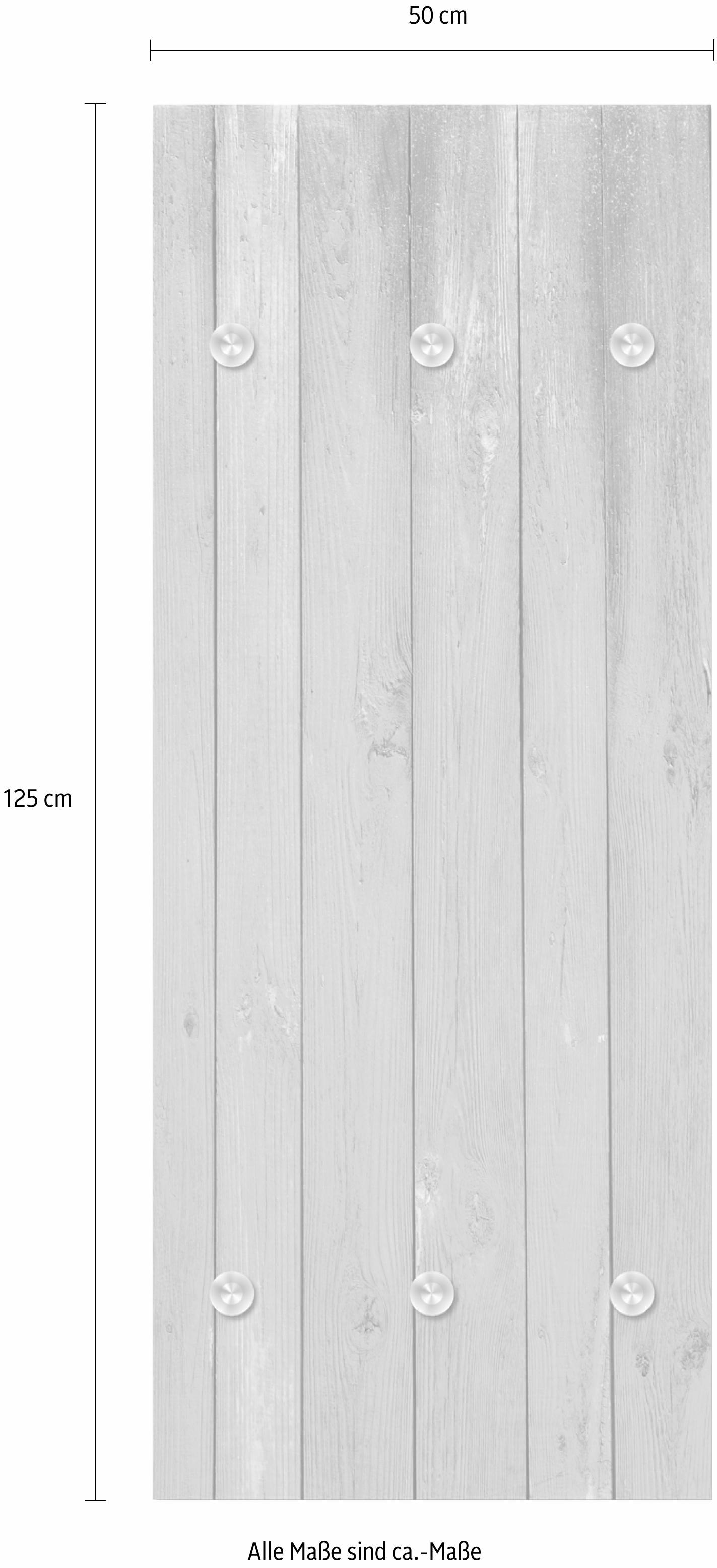 queence Garderobenleiste »Holzbretter«, mit 6 Haken, 50 x 120 cm