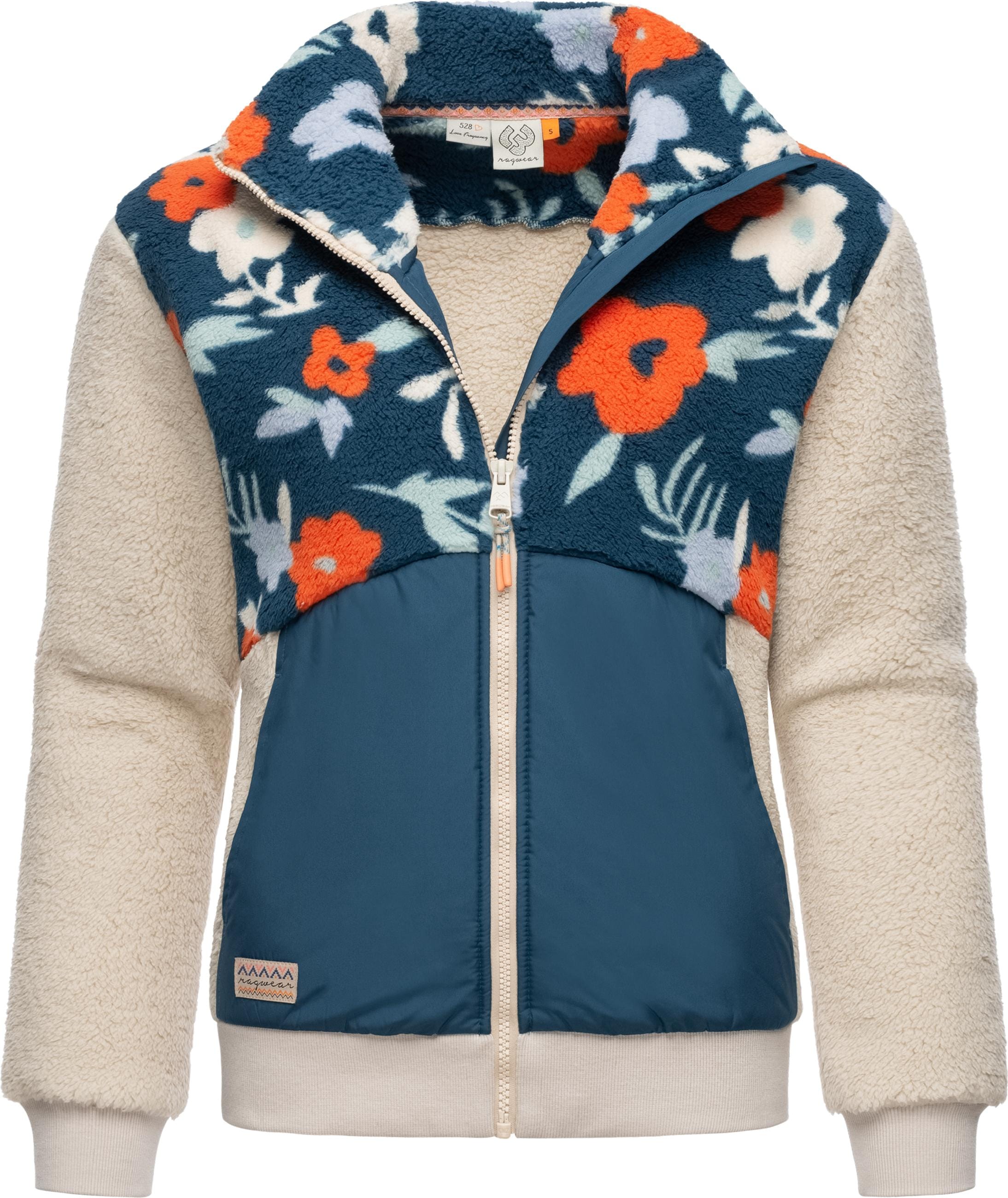 Ragwear Sweatjacke »Fleecejacke Madaras Flower«, Flauschige Damen Übergangsjacke aus Teddyfleece
